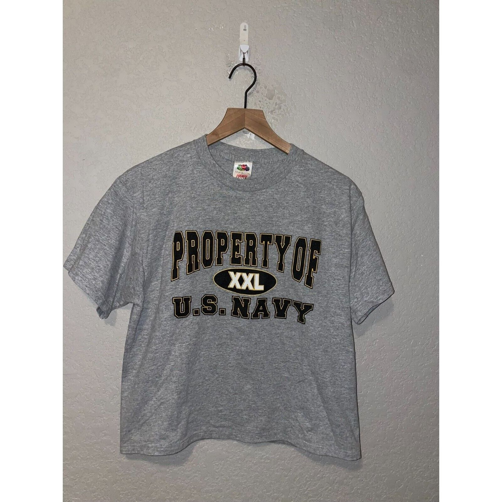 Fruit Of The Loom Vintage Womens Navy Crop Top Gray Shirt Tee Women Medium Size M / US 6-8 / IT 42-44 - 1 Thumbnail