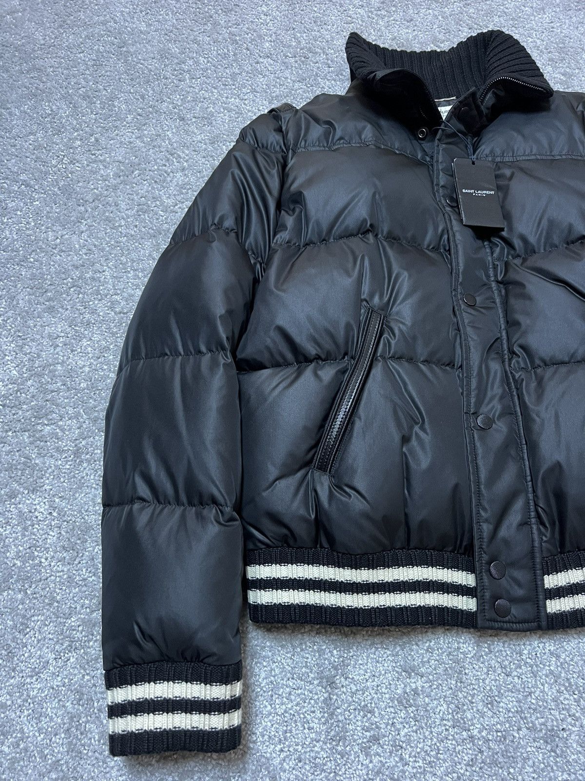 Saint Laurent Paris Saint Laurent Padded Stripe-Trim Puffer Jacket Size US L / EU 52-54 / 3 - 7 Thumbnail