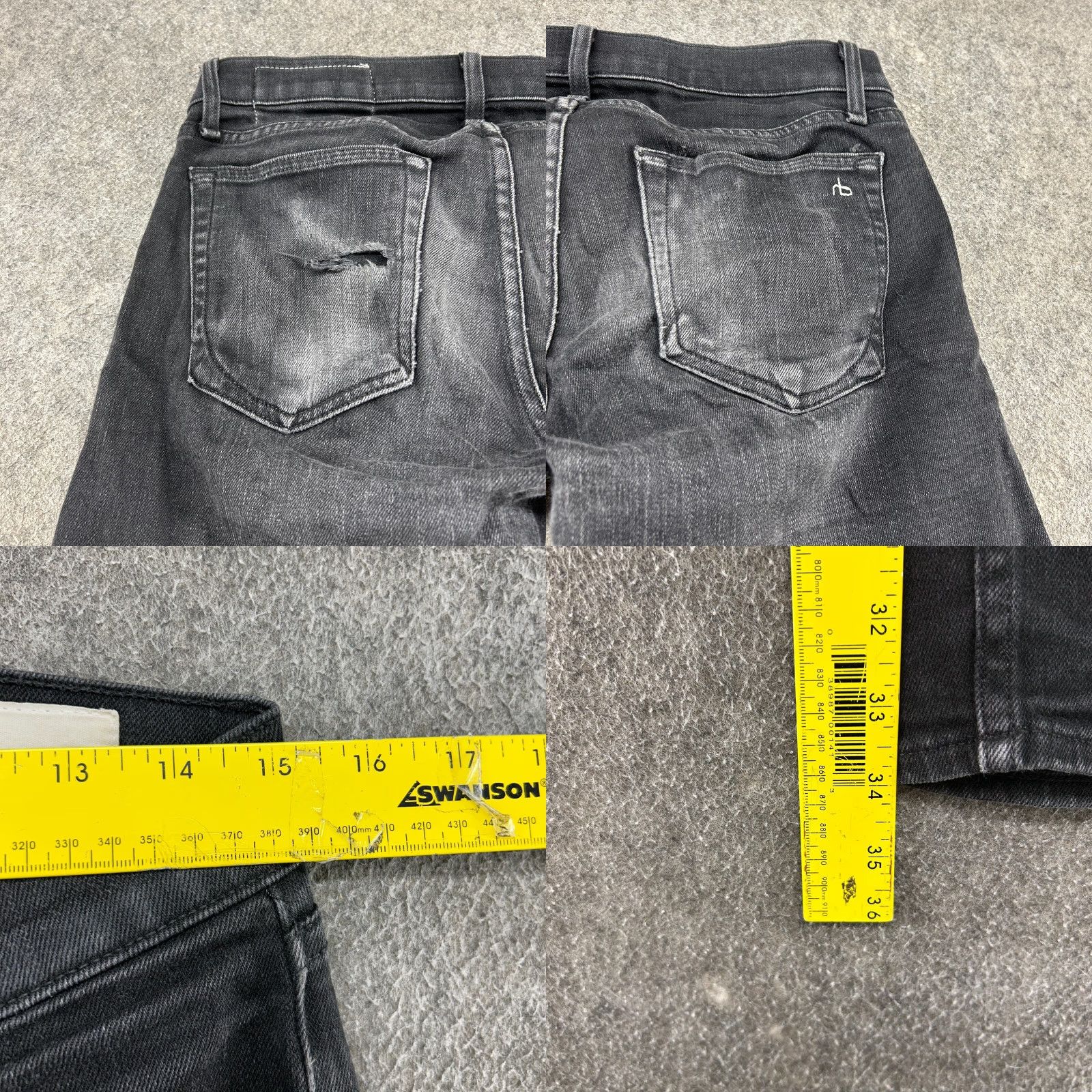 Rag & Bone Rag & Bone Jeans Slim Denim Black 30x34 Mens Regular Inseam 34 Ankle Slim Fit Dark Wash Cotton Blend Stretch Size US 30 / EU 46 - 8 Thumbnail