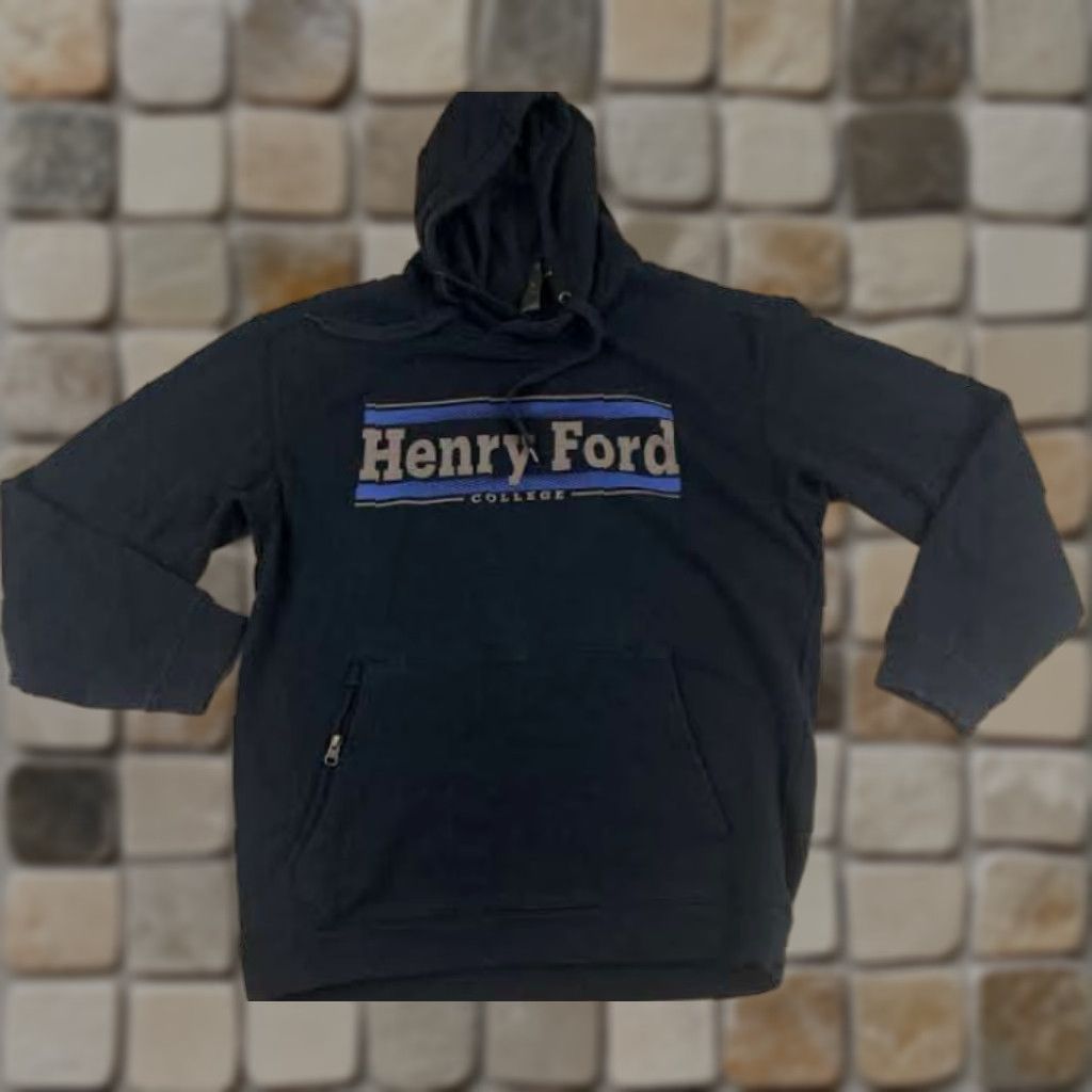 Ford Henry Ford College Blue Medium Pullover Hooded Sweatshirt Mens M Blue College Hooded Sweatshirt Size US M / EU 48-50 / 2 - 1 Thumbnail