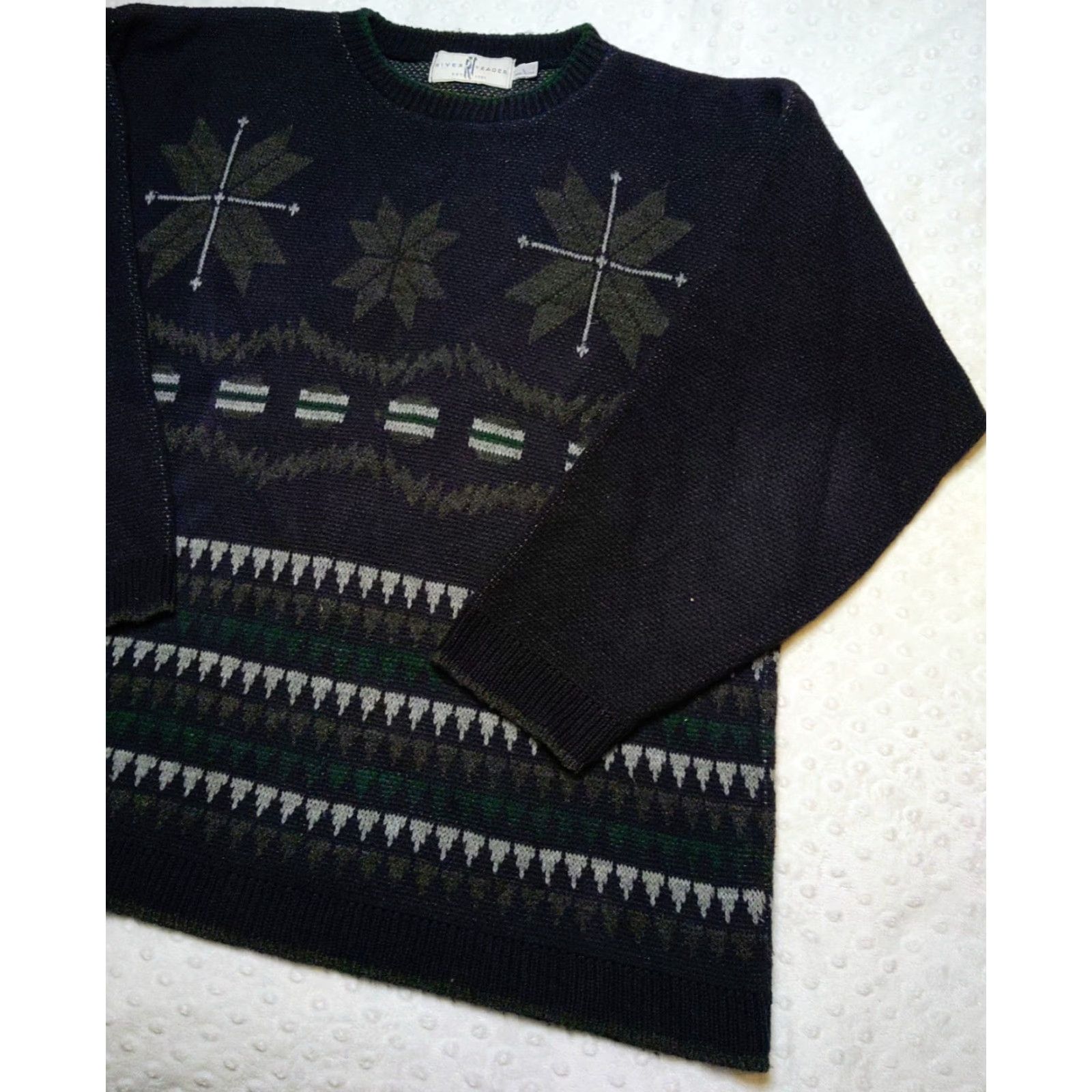 Vintage VINTAGE River Trader Sweater Mens L Navy Blue Geometric Pattern Crew Neck Long Sleeve Grunge 80s 90s Classic Outdoor Fall Winter Spring Size US L / EU 52-54 / 3 - 2 Thumbnail
