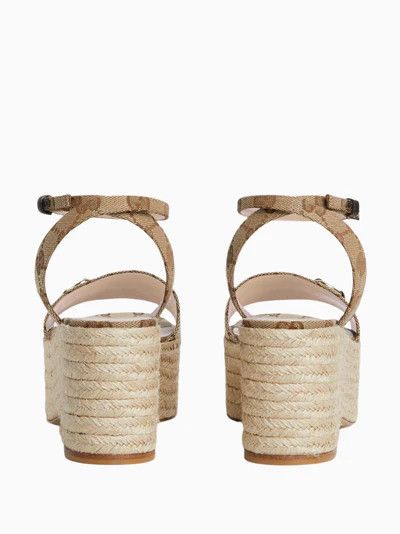 Gucci oc11z0126 Women's Espadrille Sandals With Horsebit in Beige Size US 9 / IT 39 - 3 Thumbnail