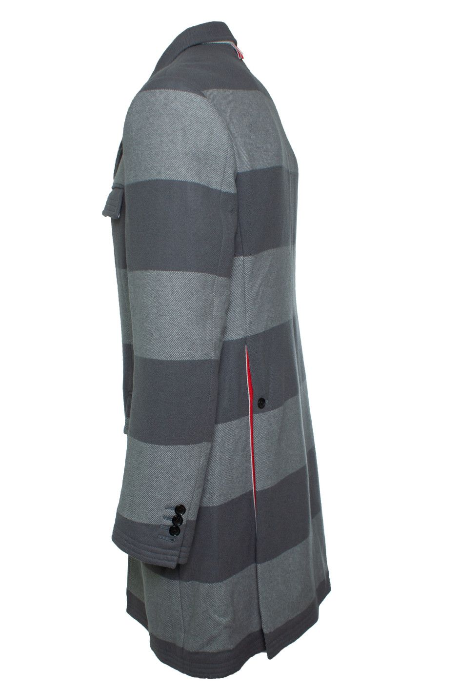 Thom Browne Thom Browne, striped wool coat in grey Size US L / EU 52-54 / 3 - 3 Thumbnail
