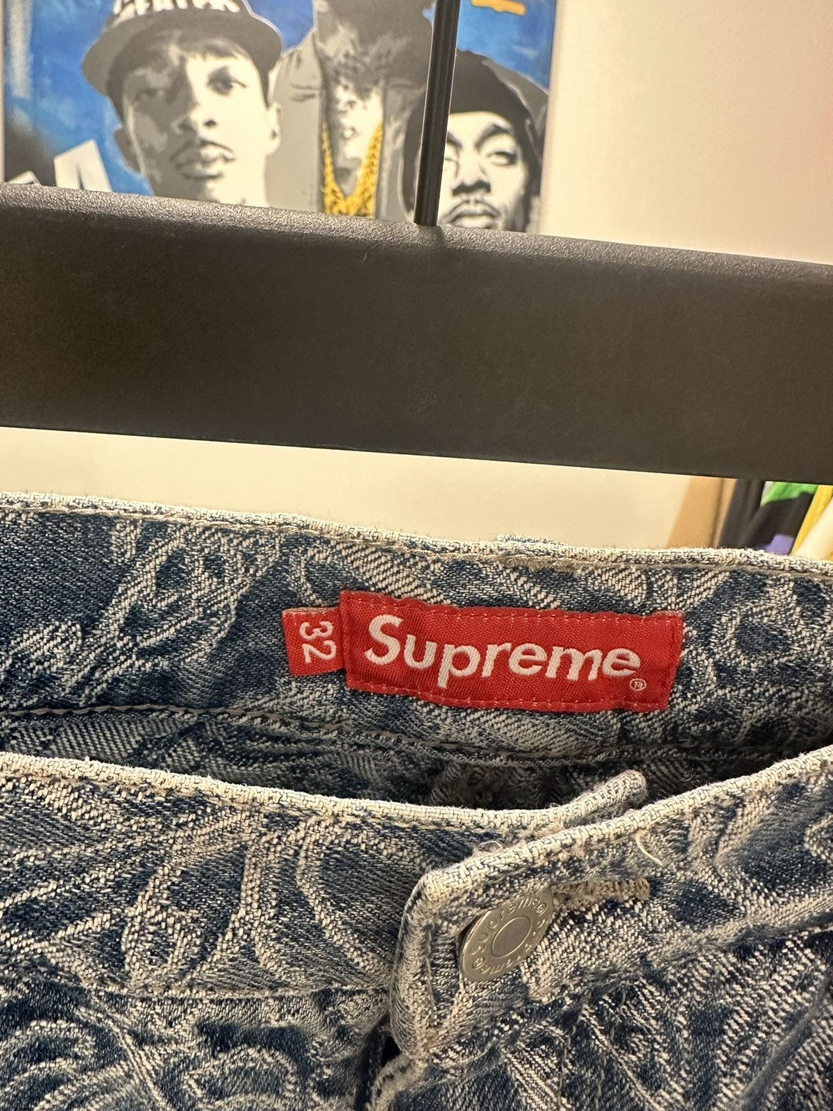 Supreme SUPREME SCRIPT JACQUARD DOUBLE KNEE DENIM PAINTER PANT Size US 32 / EU 48 - 5 Thumbnail