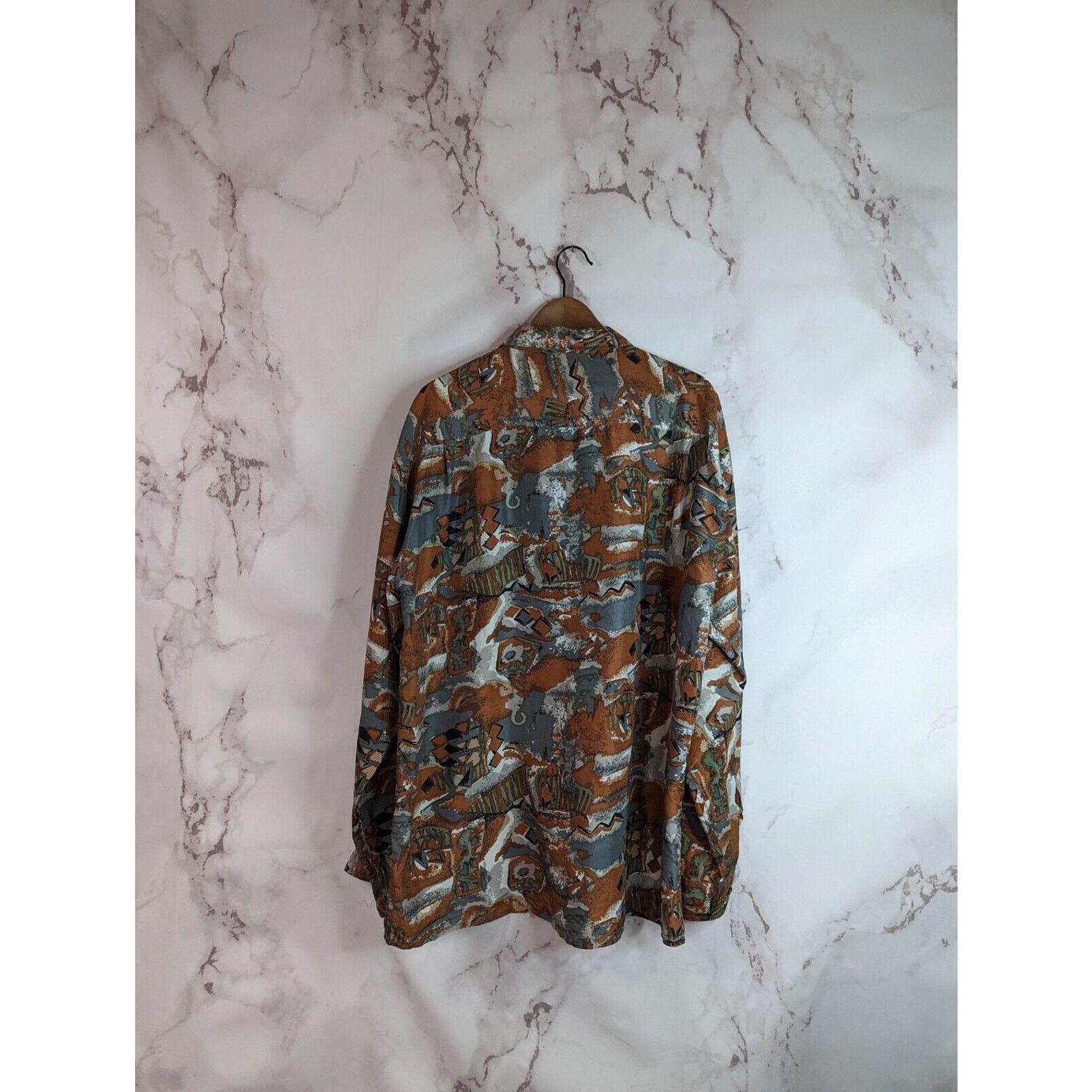 Vintage Vintage Silk Shirt Mens XL Brown Button Up 90s Rockabilly Size US XL / EU 56 / 4 - 5 Thumbnail