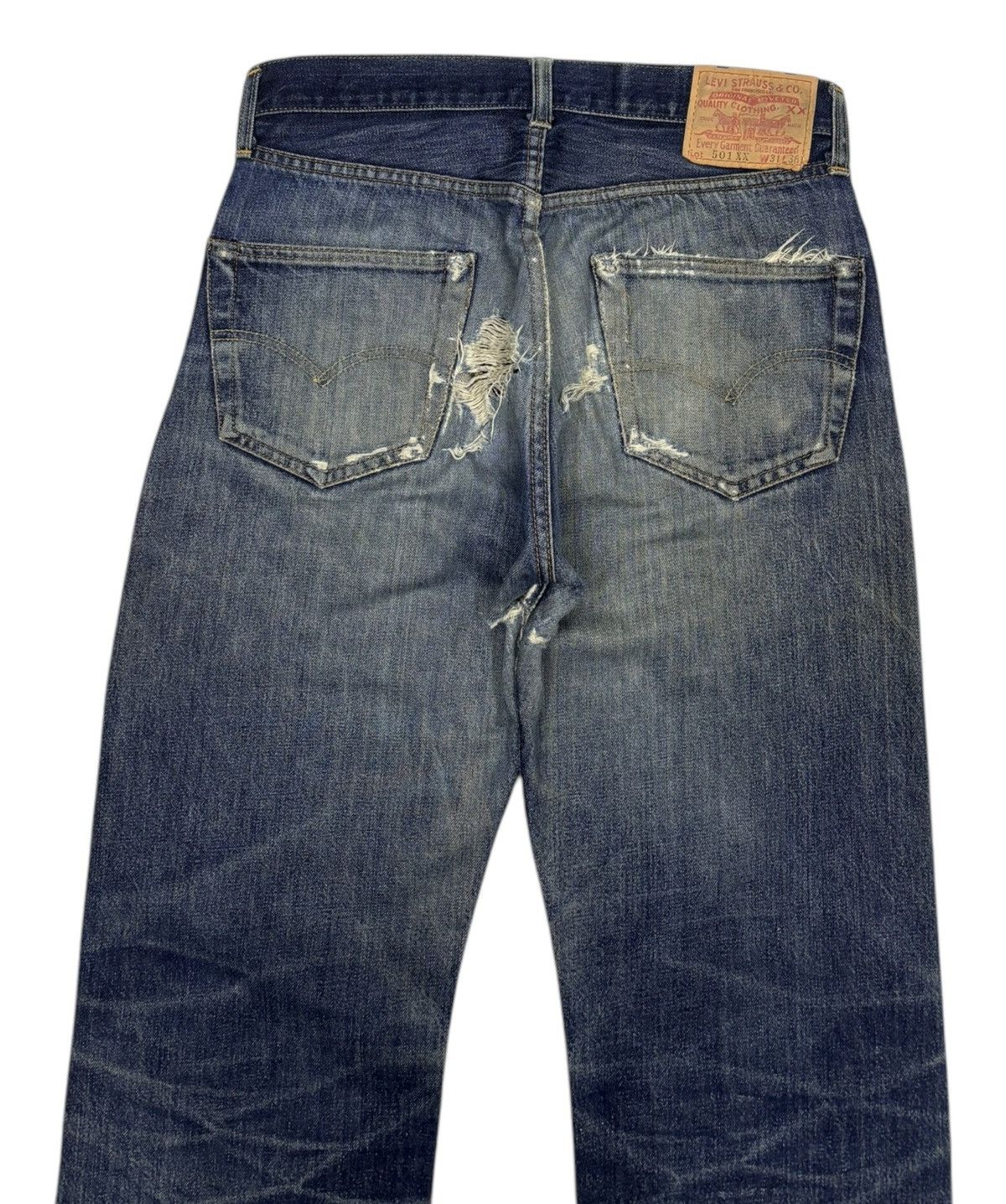 Levi's THRASHED Levis 501 Big E Selvedge Crash Denim Jeans Size US 31 - 6 Thumbnail