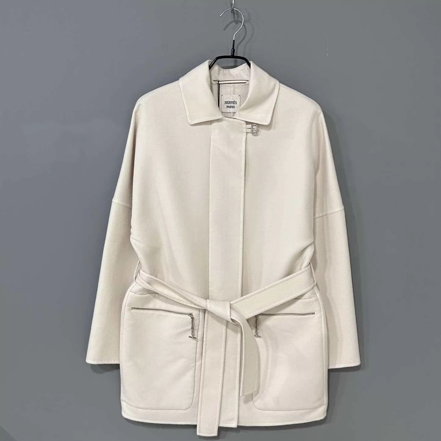 Hermes HERMES Cream Cashmere Coat 38 NWT Size S / US 4 / IT 40 - 1 Thumbnail