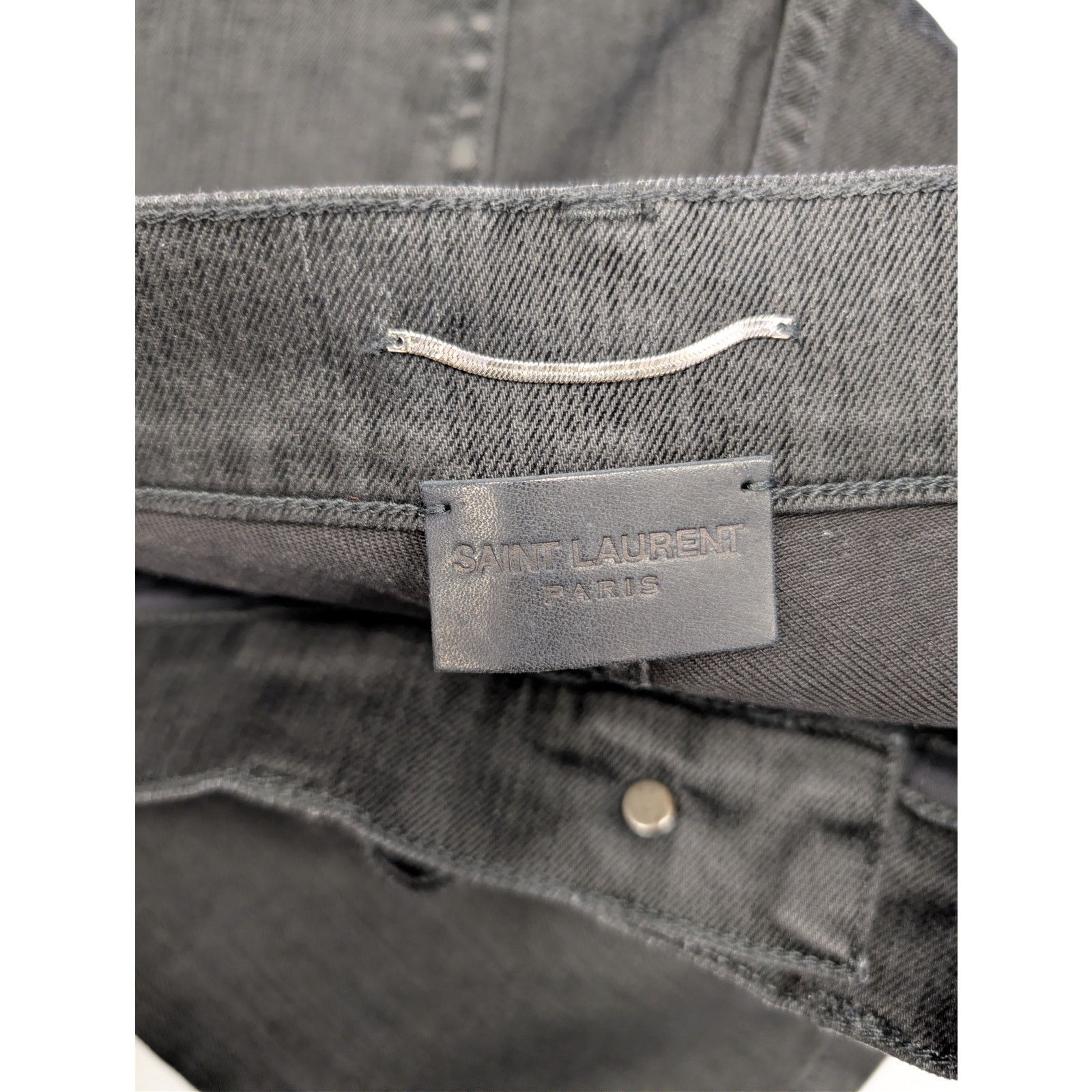 Saint Laurent Paris o1rshd1 Skinny Medium Waist Denim Jean in Black/Light Glazed Size US 29 - 14 Thumbnail