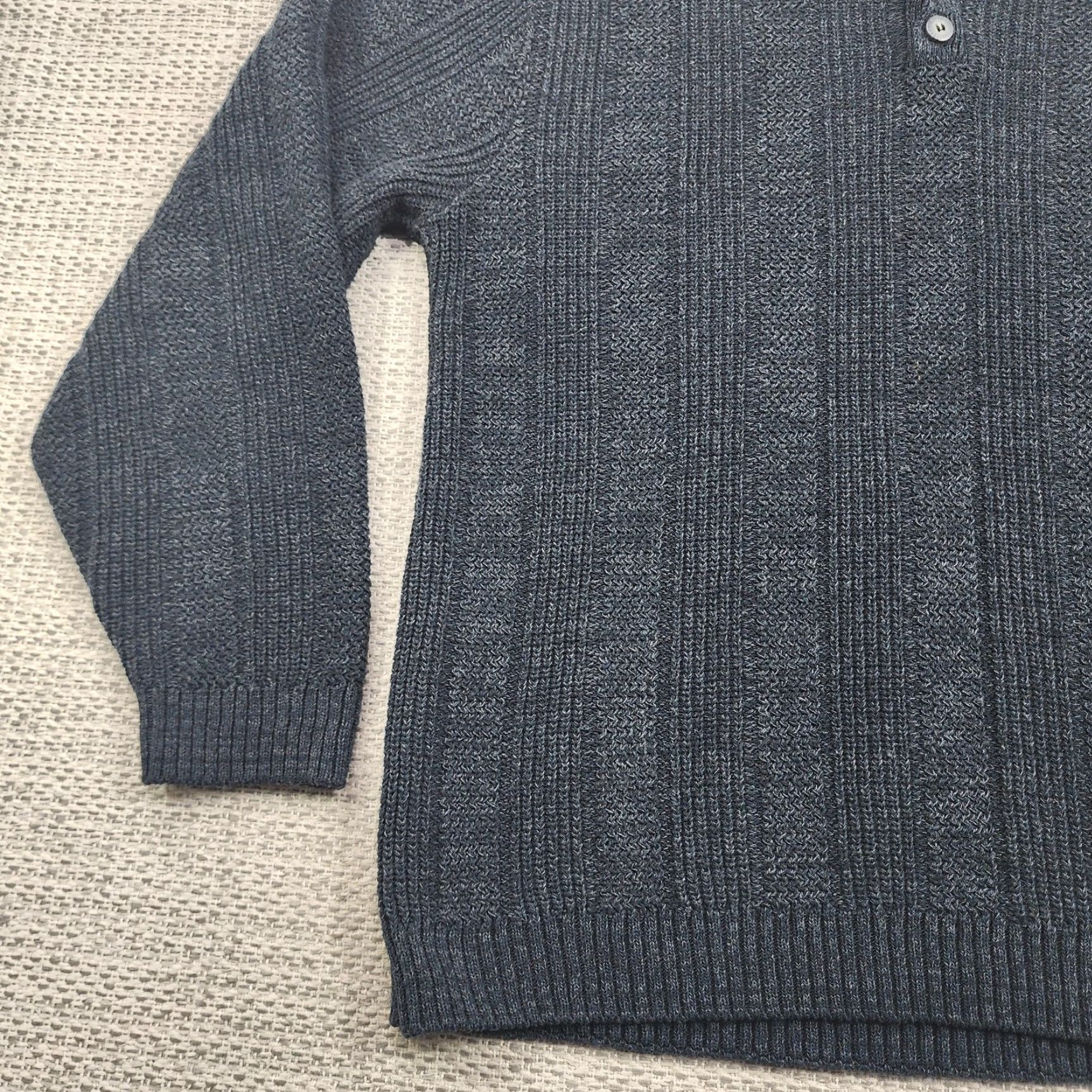 Oscar De La Renta Oscar de la Renta Sweater Mens XL Henley 3-Button Textured Knit Cotton Crew Neck Pullover Size US XL / EU 56 / 4 - 3 Thumbnail