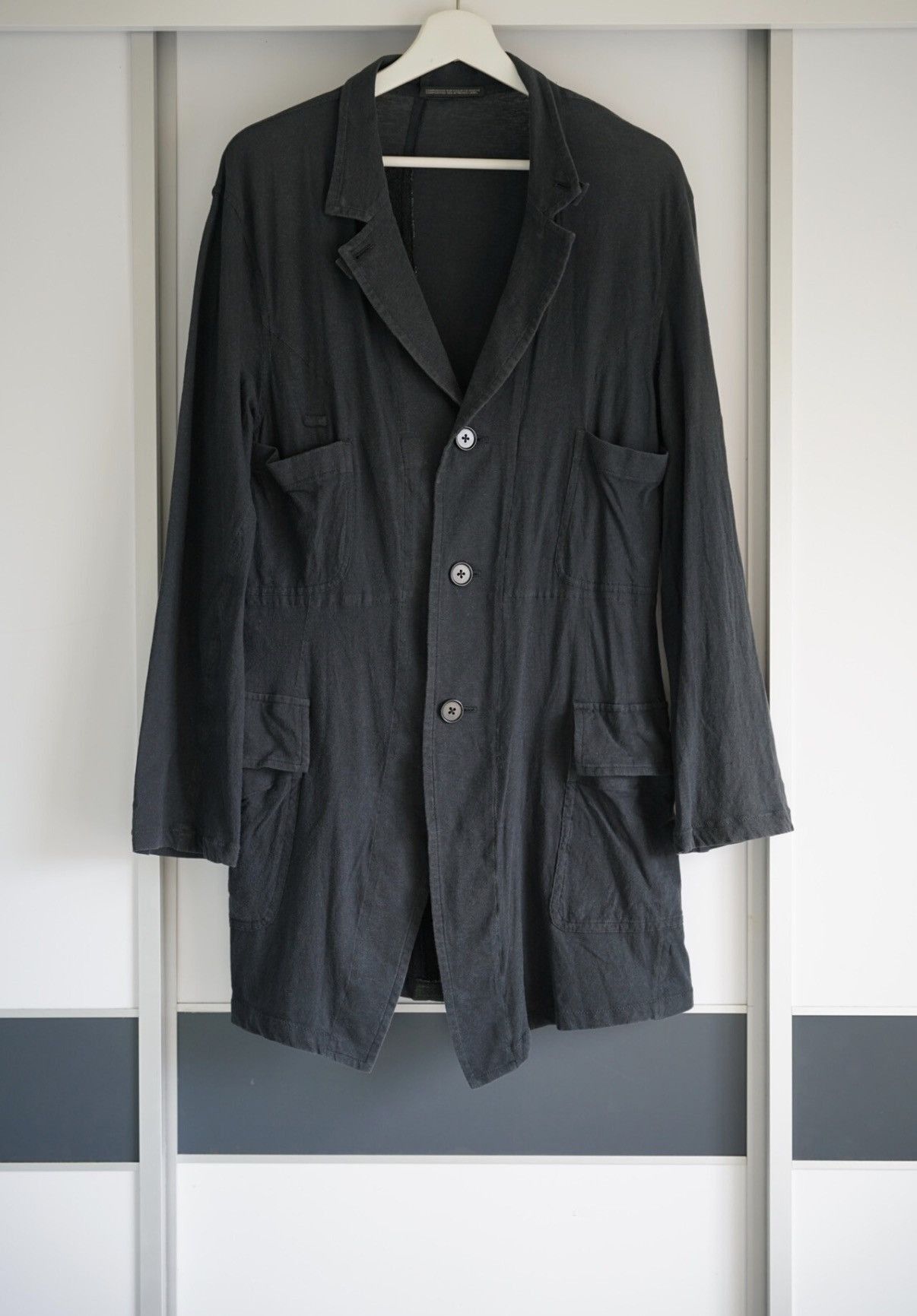Yohji Yamamoto Black Button-Front Long Sleeve Jacket Size US M / EU 48-50 / 2 - 1 Thumbnail