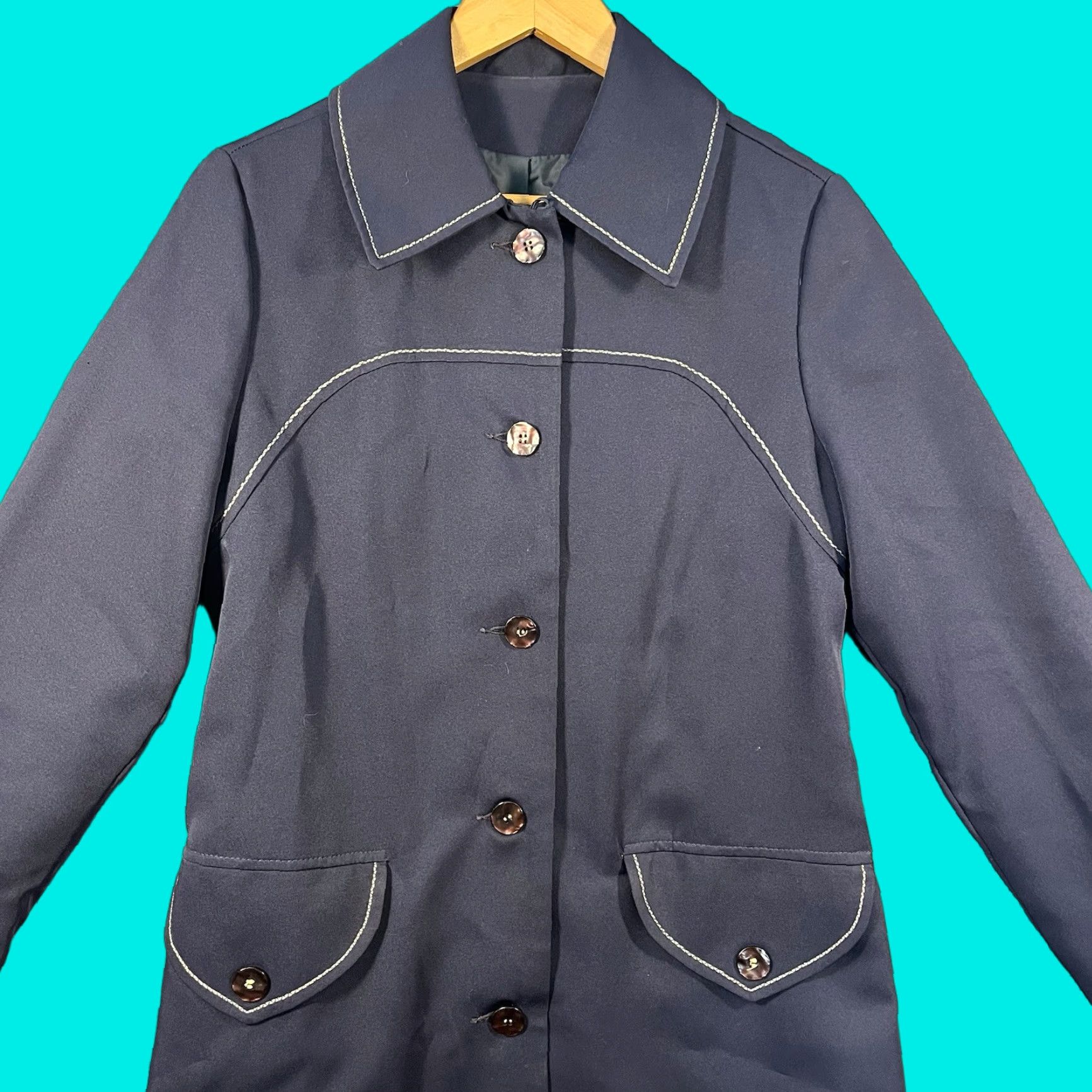 Vintage VINTAGE VTG 60s Navy Full Length Maxi Coat Womens Belted Made USA ILGWU Union Medium Coat Trench Size M / US 6-8 / IT 42-44 - 1 Thumbnail