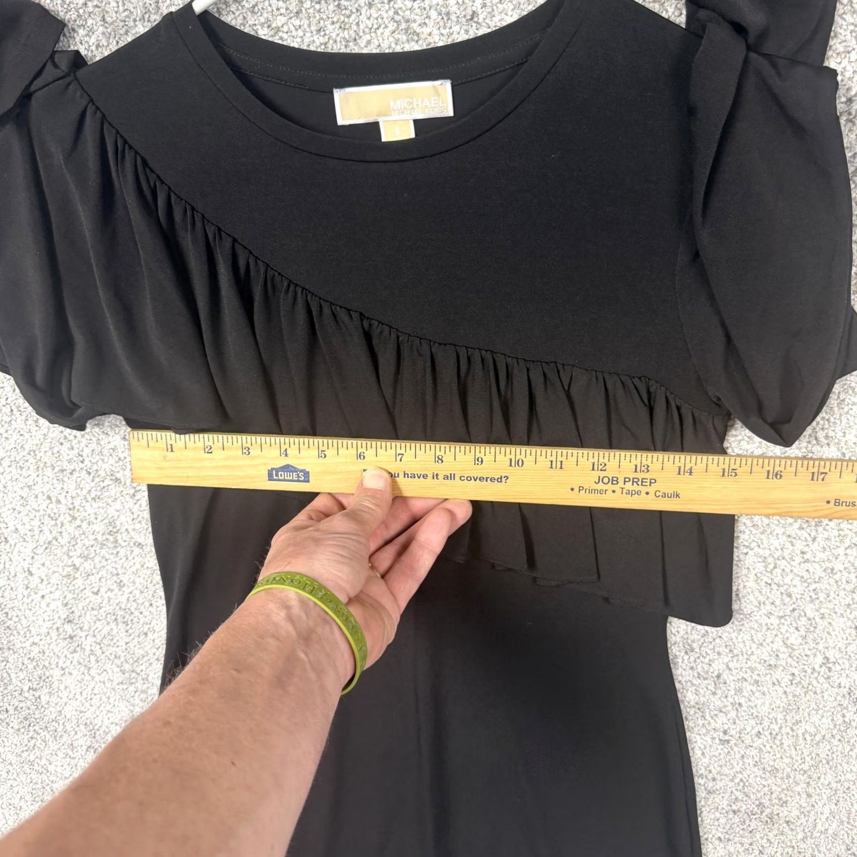 Michael Kors Michael Kors Dress S Black Crew Neck Long Sleeve Jersey Sheath Ruffle Mini LBD Workwear Cocktail Party Vintage No Size S / US 4 / IT 40 - 4 Thumbnail