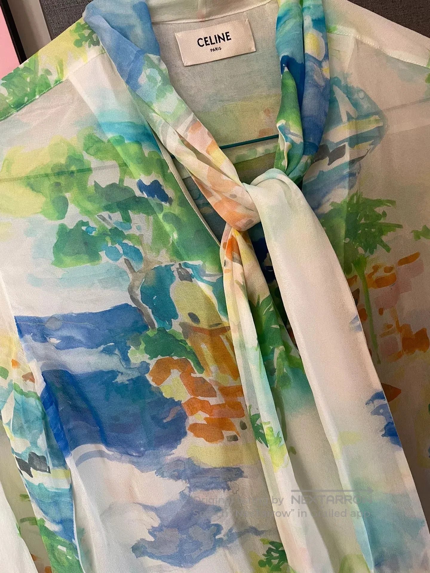 Celine Celine Silk Watercolor Print Shirt. Size XXS / US 00 / IT 34 - 2 Thumbnail