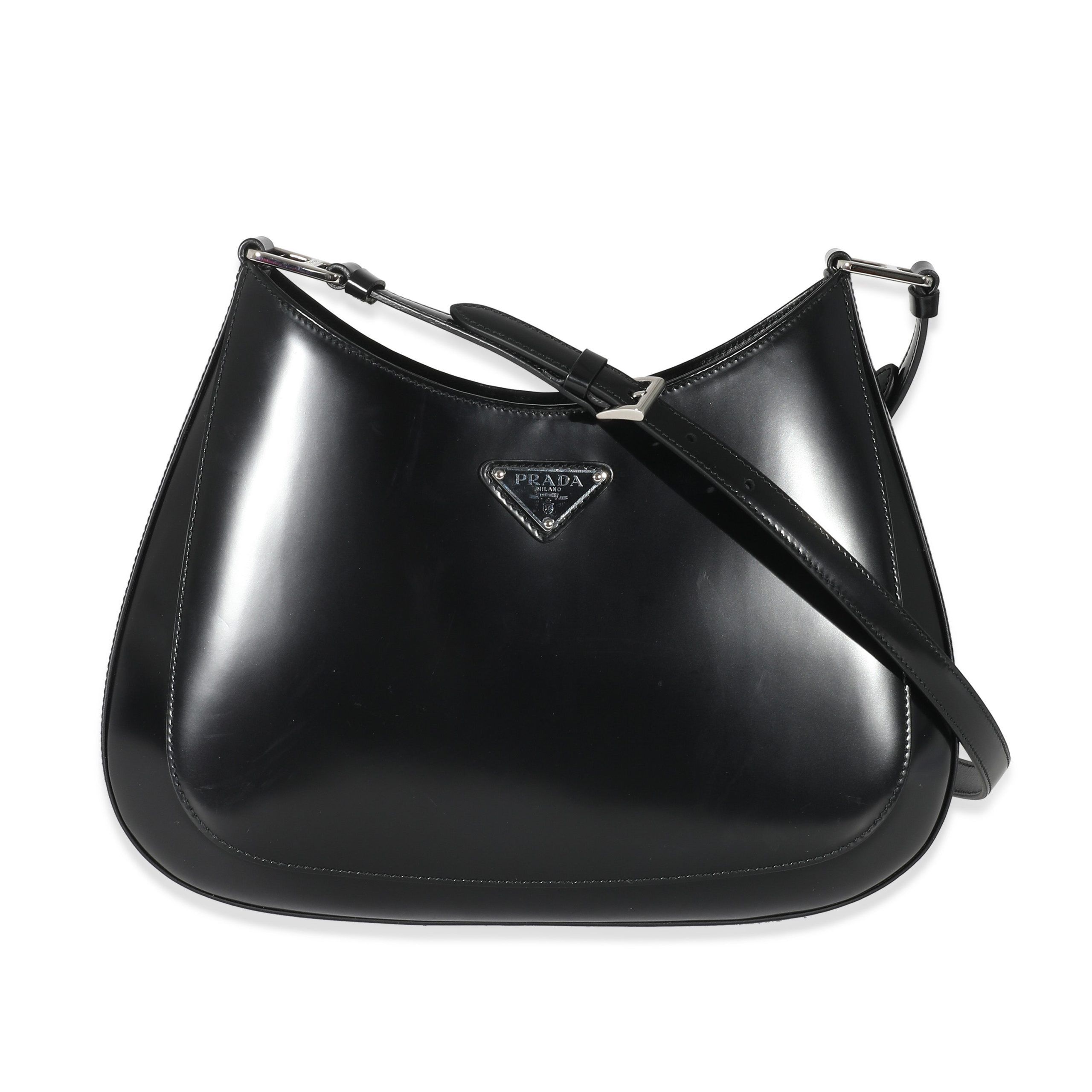 image of Prada Black Spazzolato Cleo Bag, Women's
