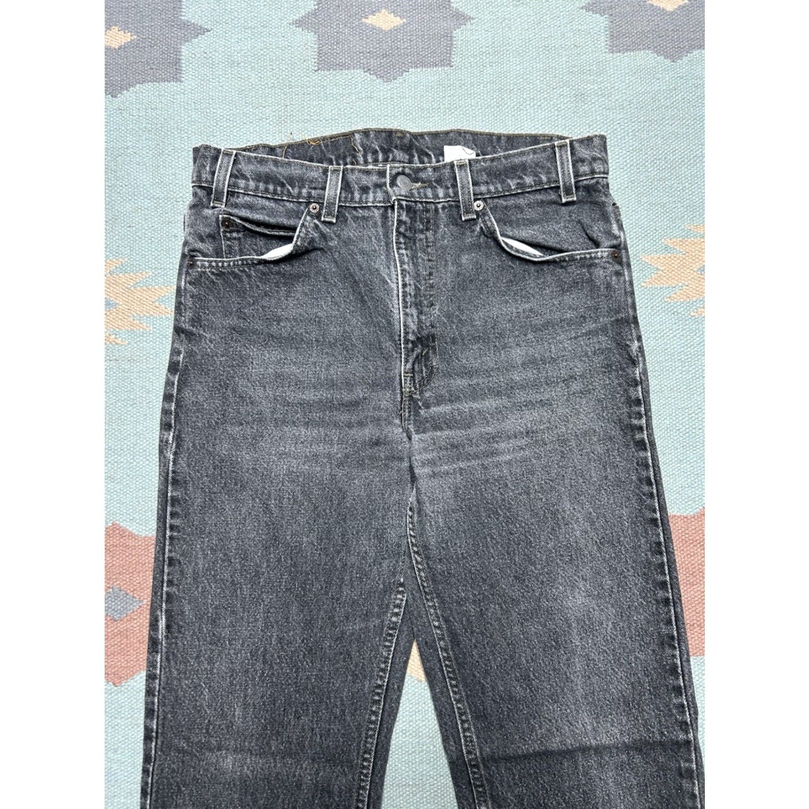 Levi's VINTAGE Levi’s 505 Jeans Black Denim Orange Tab Straight Leg USA 32x33 Mens Jeans Size US 32 / EU 48 - 7 Thumbnail