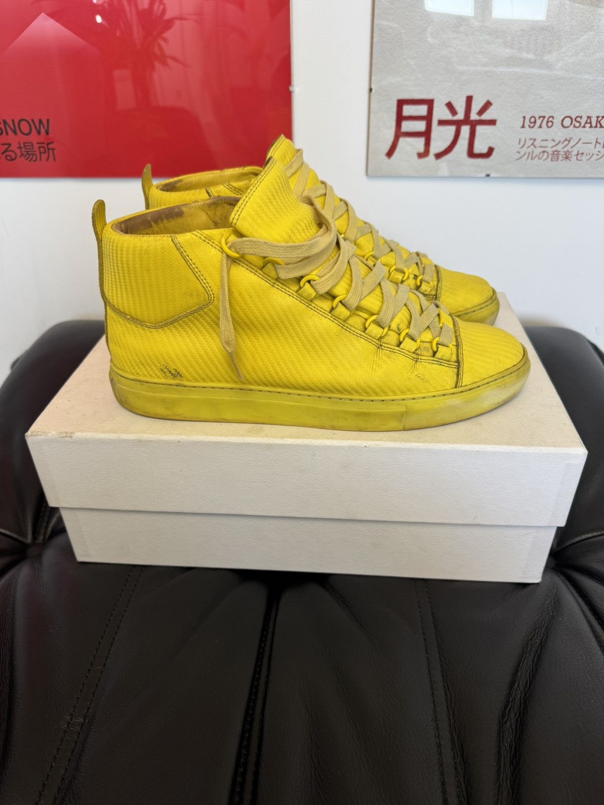 Balenciaga Balenciaga Arena High Sneakers Leather Yellow Kanye West Size US 9 / EU 42 - 1 Thumbnail