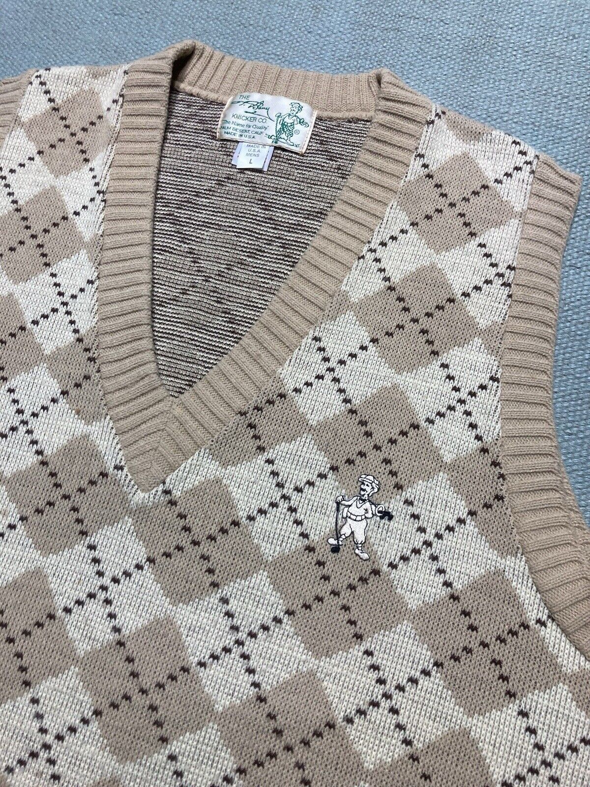 Vintage T Barry knicker co sweater vest argyle acrylic knit golf L Size US L / EU 52-54 / 3 - 2 Thumbnail