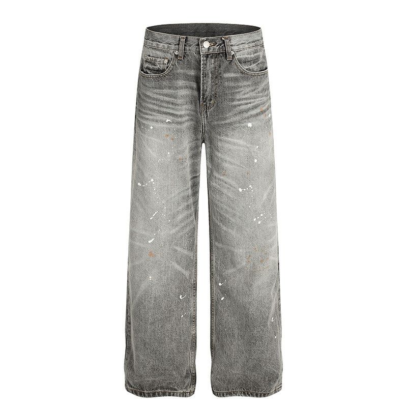 Vintage American retro washed distressed splatter paint men's jeans Size US 32 / EU 48 - 1 Thumbnail