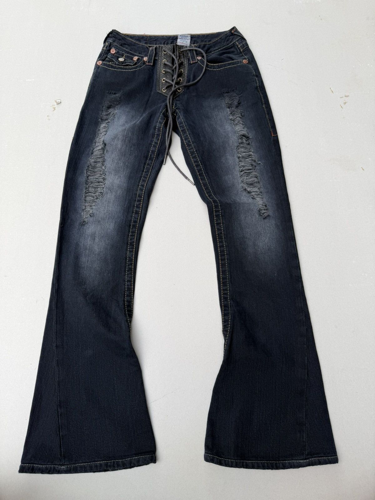 Japanese Brand True Religion Lace up flare jeans Size US 26 / EU 42 - 1 Thumbnail