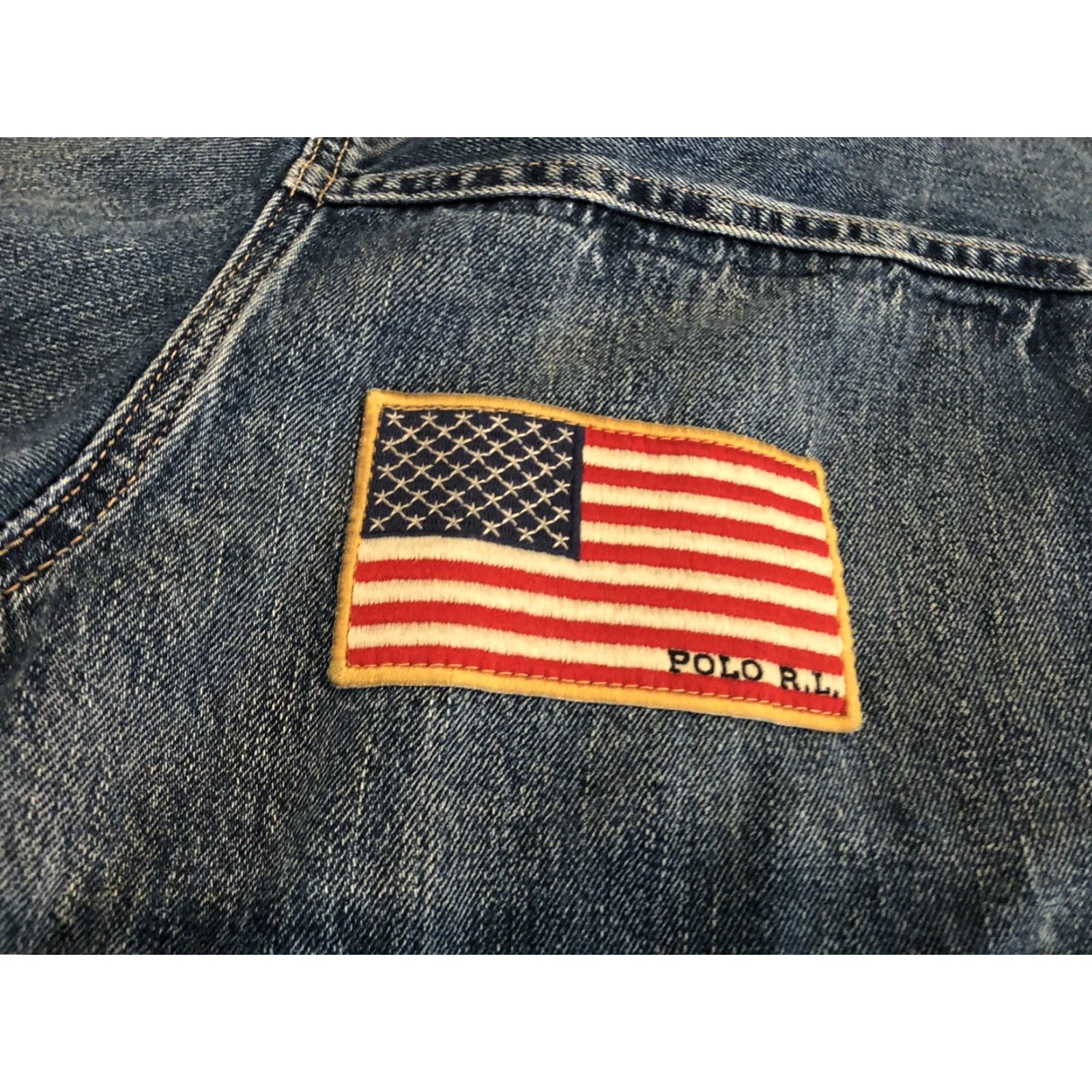 Polo Ralph Lauren VINTAGE Polo Ralph Lauren Sportsman Trucker Denim Jean Jacket USA Flag 3XLT NWT Size US XXL / EU 58 / 5 - 4 Thumbnail