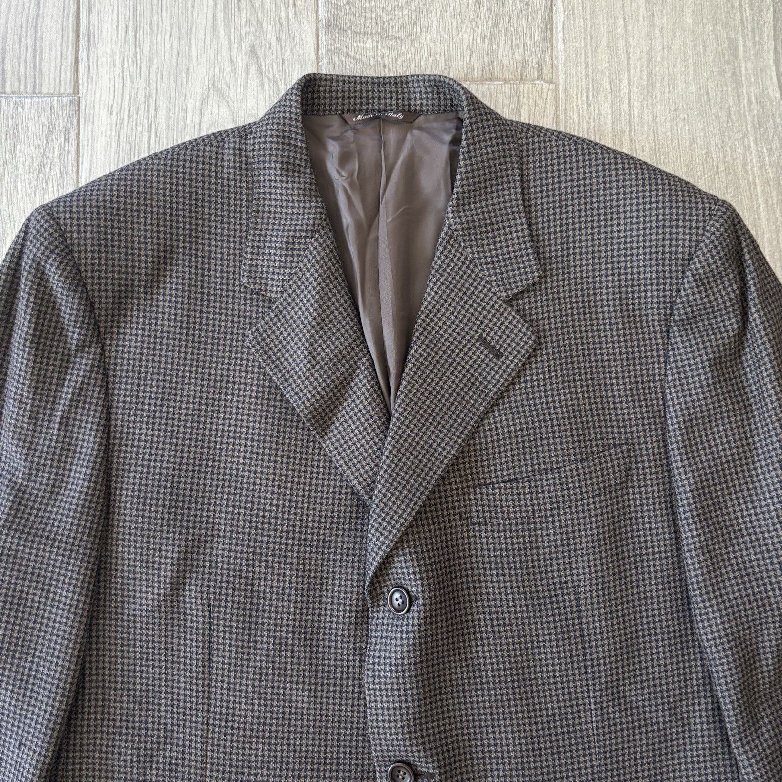 Canali Canali Blazer Wool Silk Coat Brown Houndstooth 44R (EU 54R) Size 44R - 2 Thumbnail