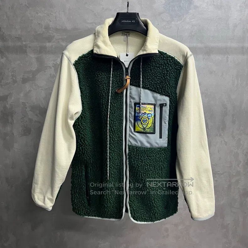 Loewe Loewe White and Green Contrast Embroidered Logo Teddy Jack Size L / US 10 / IT 46 - 1 Thumbnail