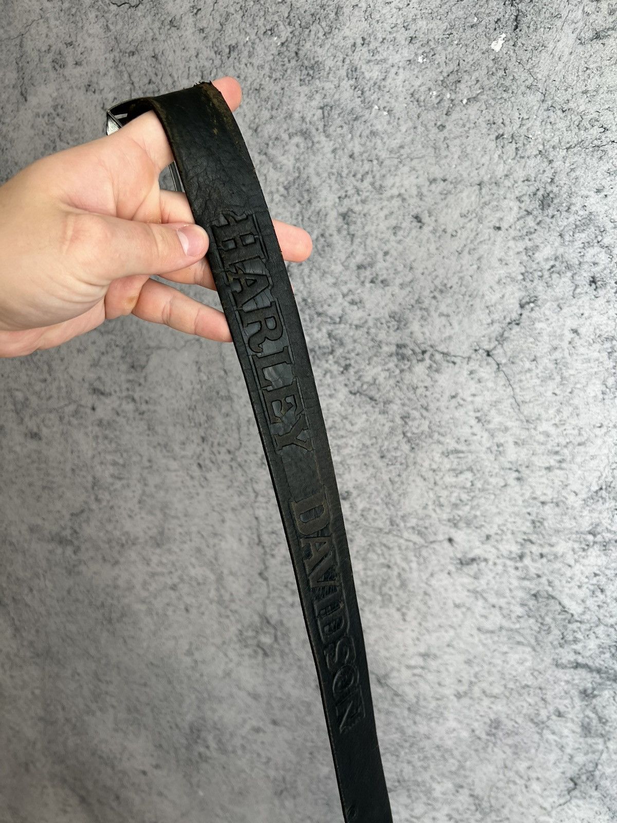 Harley Davidson Vintage Harley Davidson Leather Belt 2000s Embossed Bikers Size 44 - 20 Thumbnail