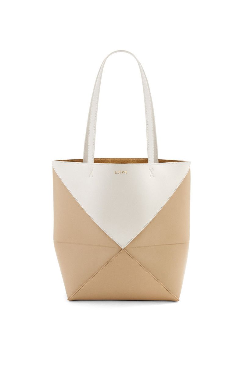 Loewe o1in1g0426 Size: OS/ Puzzle Fold Tote Bag in Beige/White Size ONE SIZE - 1 Thumbnail
