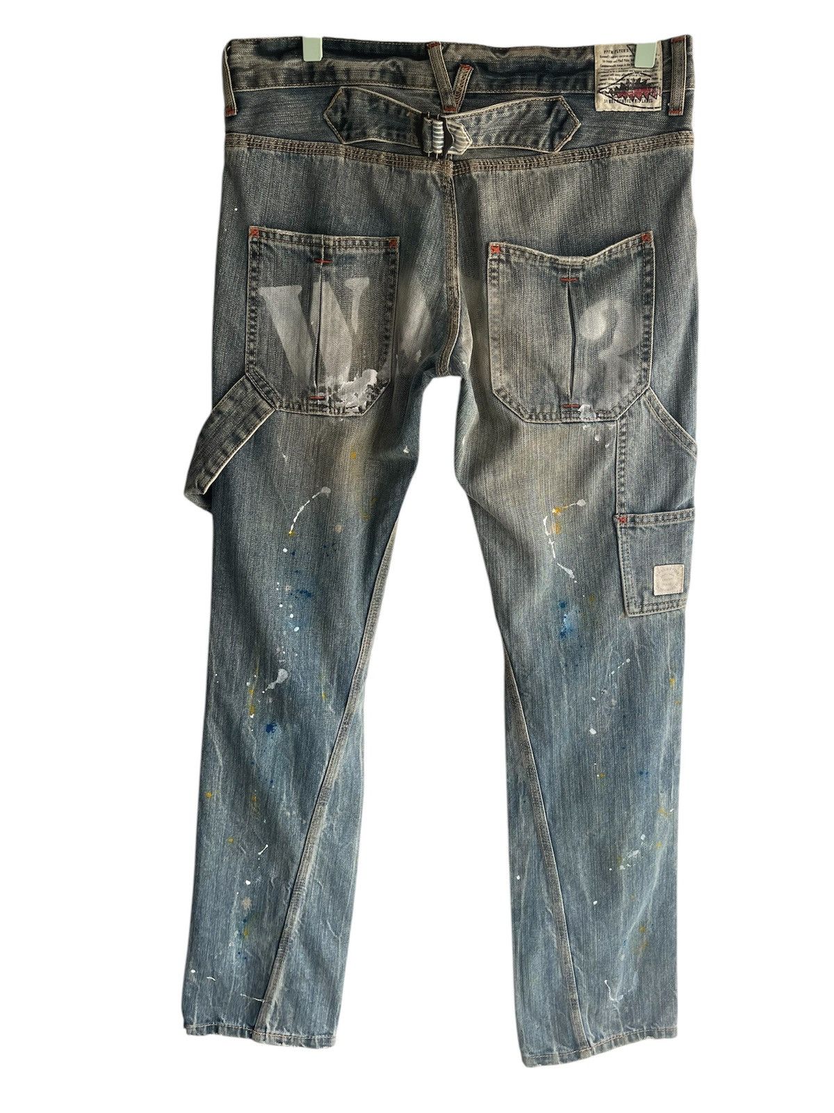 Japanese Brand × PPFM × Seditionaries Offer☄️PPFM carpenters paint splatter buckle back denim jeans Size US 32 / EU 48 - 9 Thumbnail