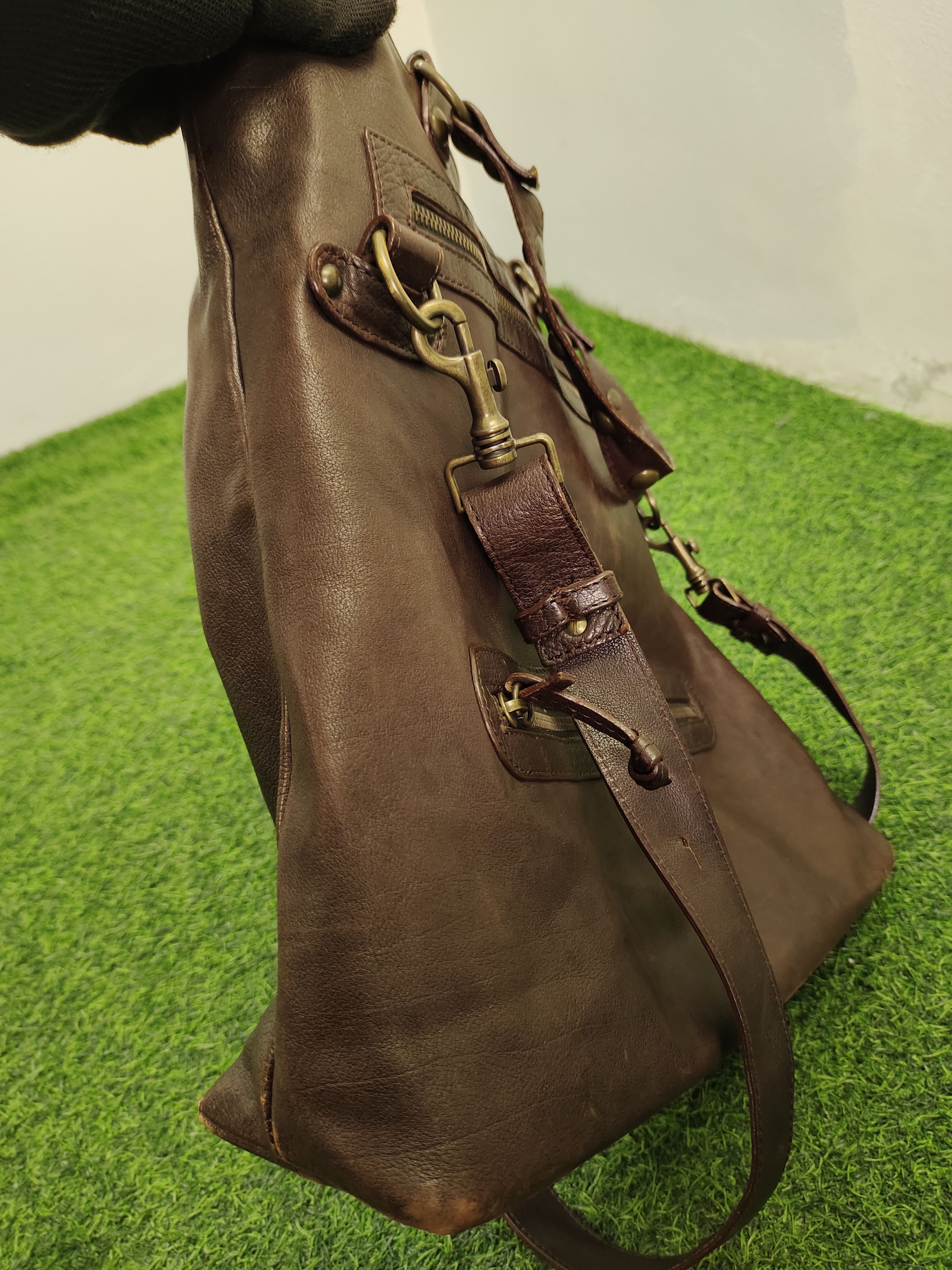 Vintage Via Repubblica Italy Patina Full Leather 2 Way Bag