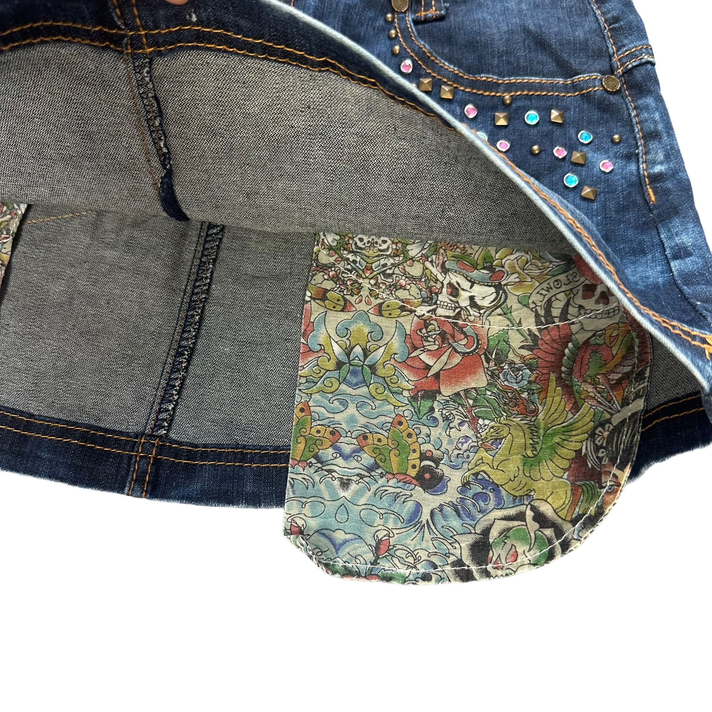 Ed Hardy ED HARDY EMBROIDERY LOGO DENIM MINI SKIRTS #8656-019 Size 30" / US 8 / IT 44 - 5 Thumbnail