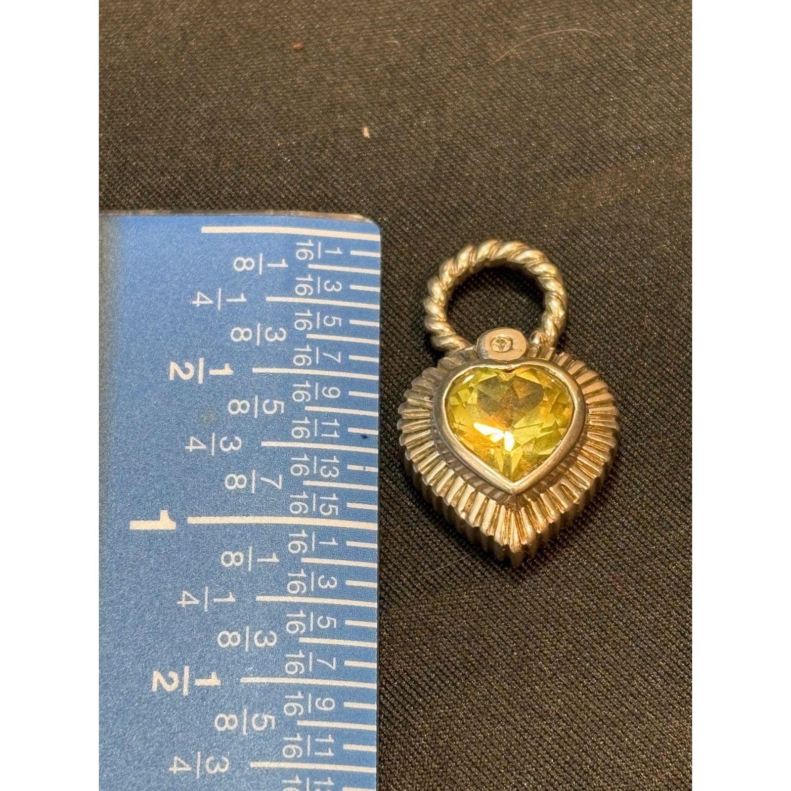 Other Sterling Silver Citrine Heart Pendant with Rope Bail Size ONE SIZE - 4 Thumbnail