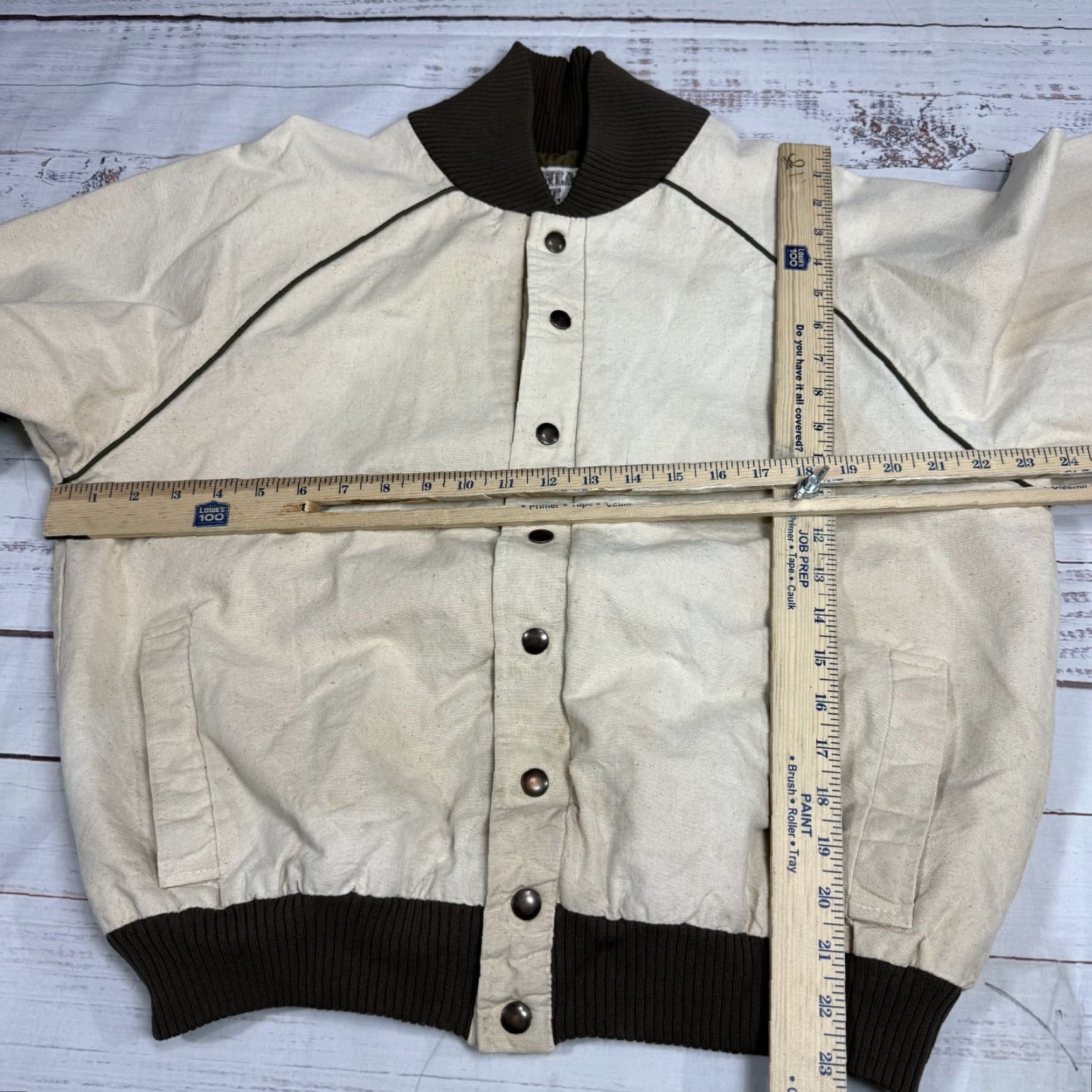 Vintage VINTAGE Wear of the West Beige Bomber Jacket Cotton Rodeo 1987 Men's Sz L Size US L / EU 52-54 / 3 - 3 Thumbnail