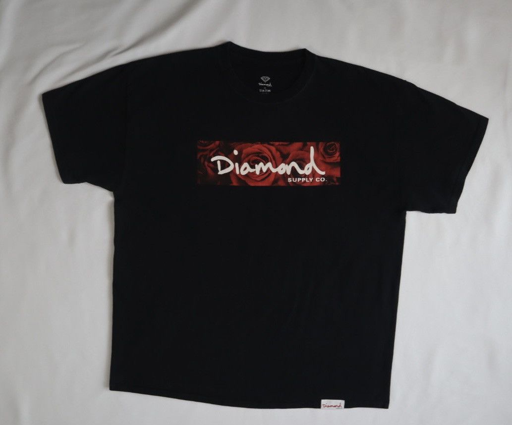 Diamond Supply Co. Diamond Supply Co. Rose Box Logo Tee – Black / Red Floral Size US XL / EU 56 / 4 - 1 Thumbnail