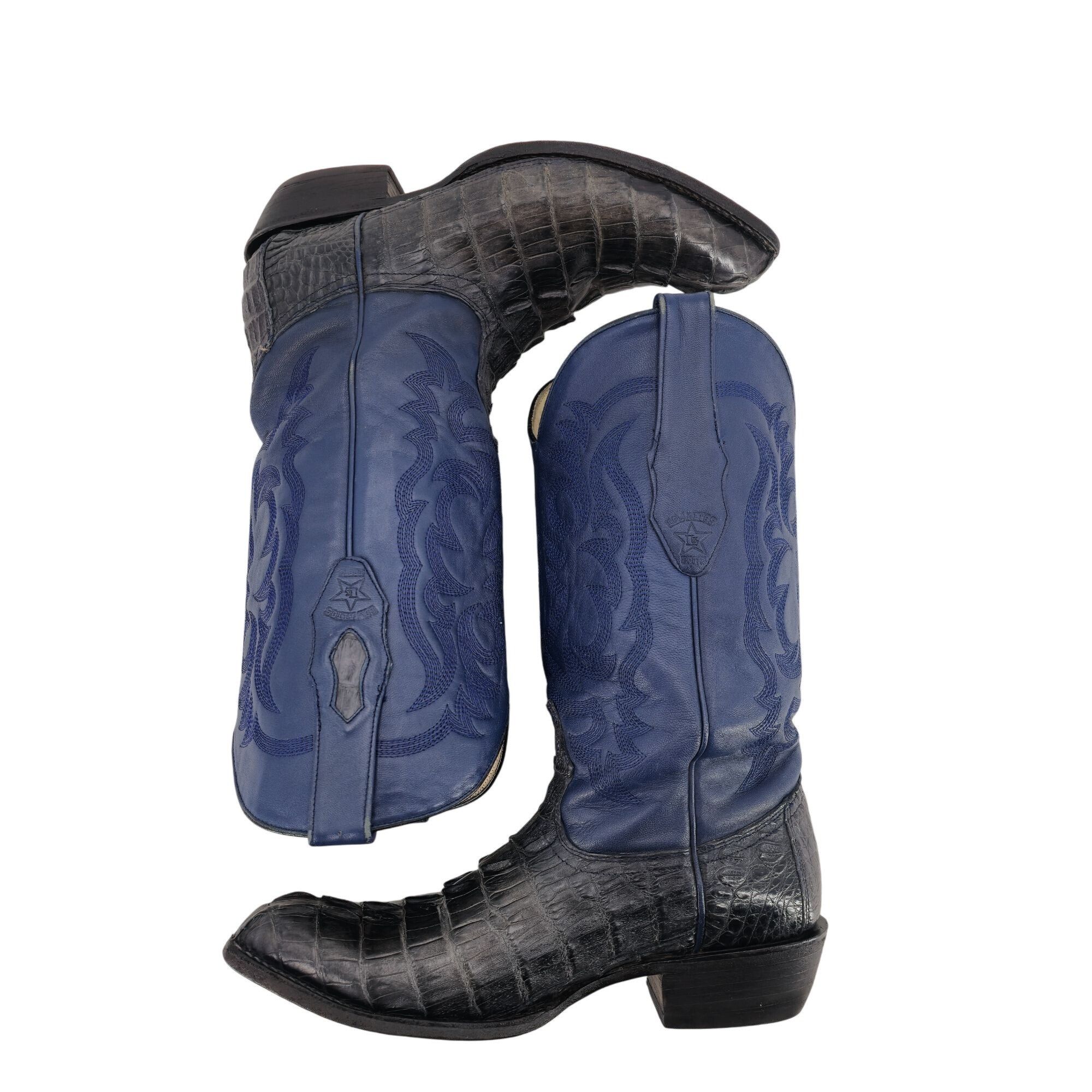 Los Altos Boots Los Altos Mens 10EE Blue Genuine Exotic Crocodile Leather Size US 10 / EU 43 - 11 Thumbnail