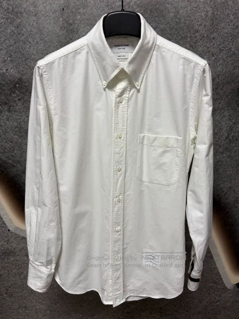 Thom Browne Thom Browne White Long Sleeve Shirt Size US M / EU 48-50 / 2 - 1 Thumbnail