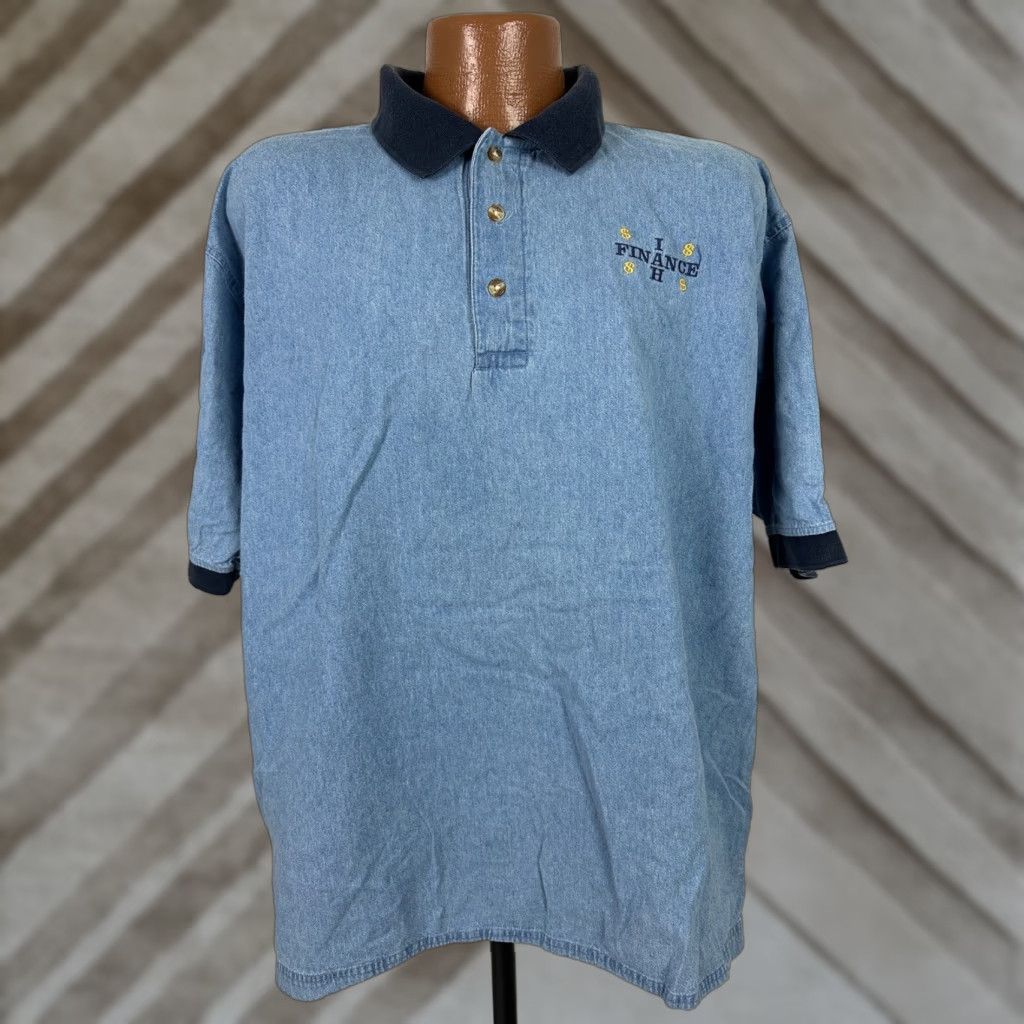 Vintage VINTAGE Continental Airlines Polo Shirt Men L Oversized Denim Shirt Polo 90s Casual Mens Clothing Size US L / EU 52-54 / 3 - 1 Thumbnail