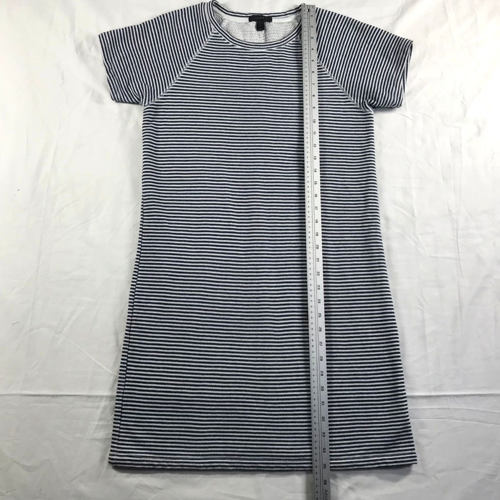 J.Crew J.Crew T-Shirt Dress Small Navy White Striped French Terry Raglan Short Sleeve Womens Size S / US 4 / IT 40 - 2 Thumbnail