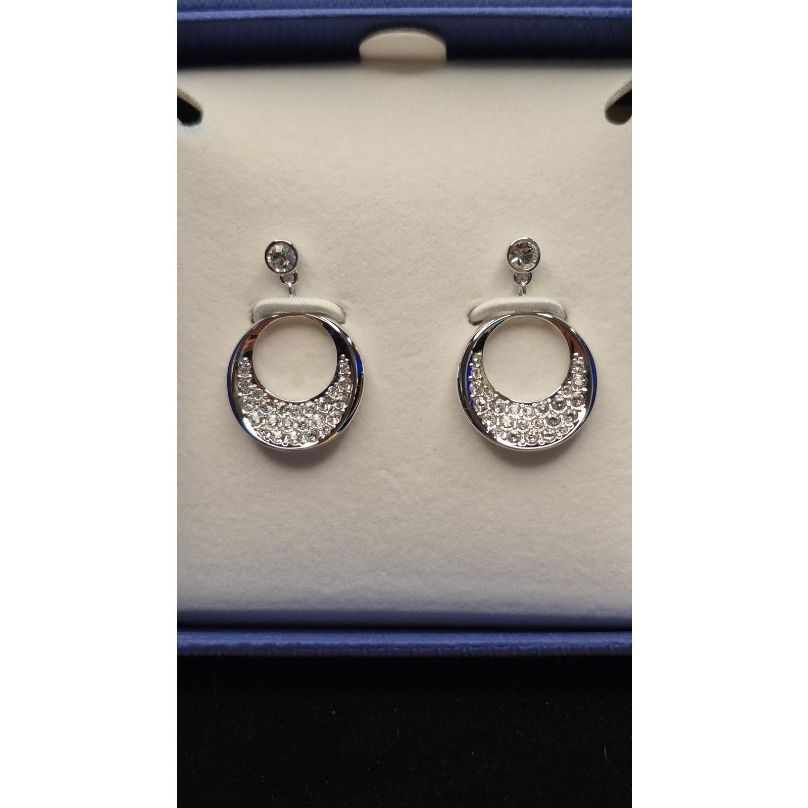 Swarovski Swarovski Crystal Pavé Silver Circle Drop Earrings In Box Size ONE SIZE - 10 Thumbnail