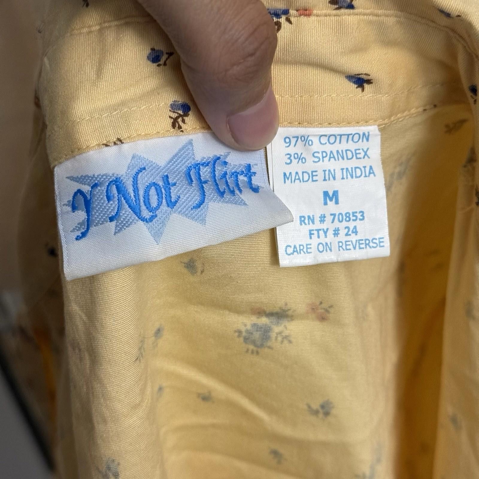 Designer Vintage yellow Cottage Floral Clasp Blouse Medium Size M / US 6-8 / IT 42-44 - 6 Thumbnail