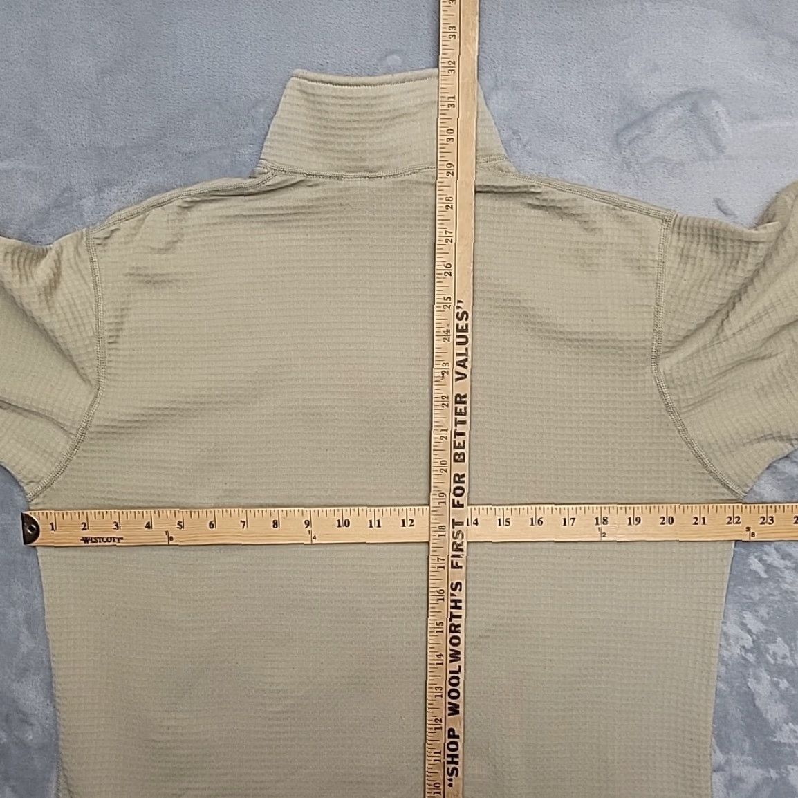 Vintage Gen III US Army Cold Weather Mid Weight Shirt Men M Long Waffle Grid Fleece Pullover Beige Mock Neck Zip Shirt Mens Men Size US M / EU 48-50 / 2 - 7 Thumbnail