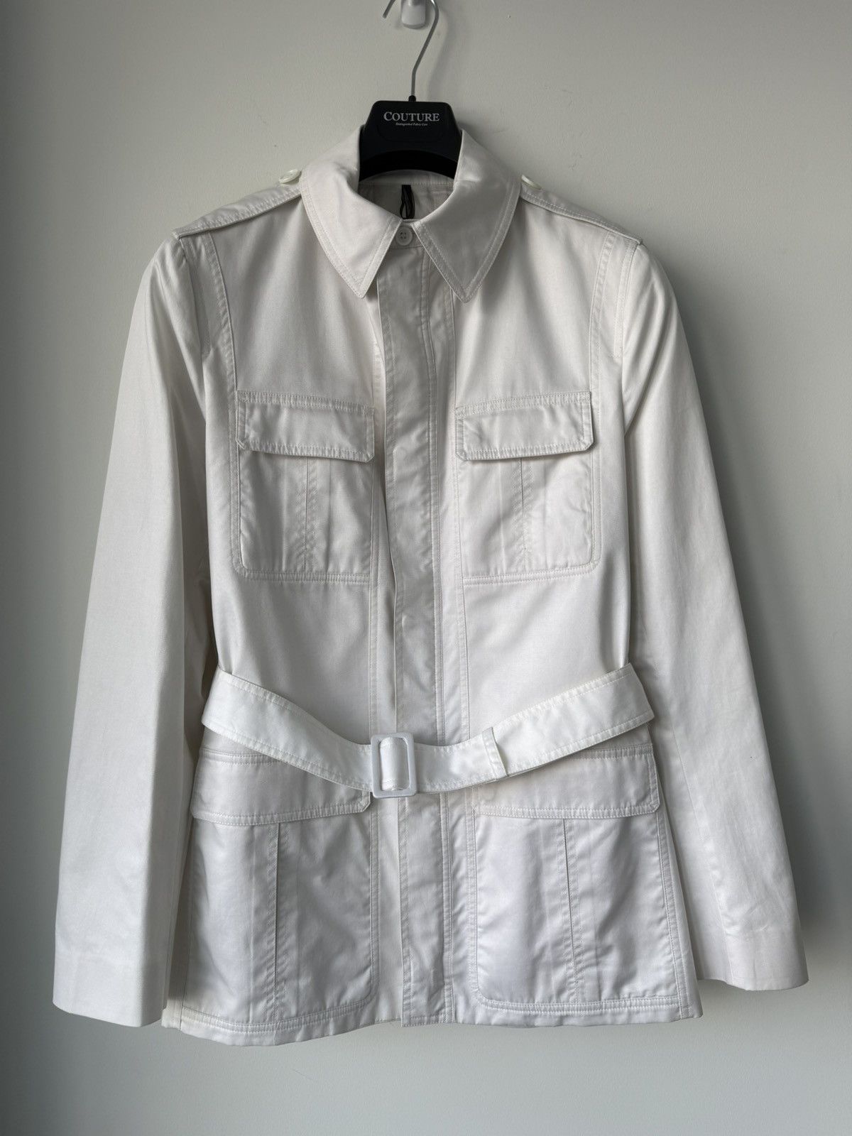 Pre-owned Dior Homme Spring 2008 Cotton Belted Safari Jacket In White