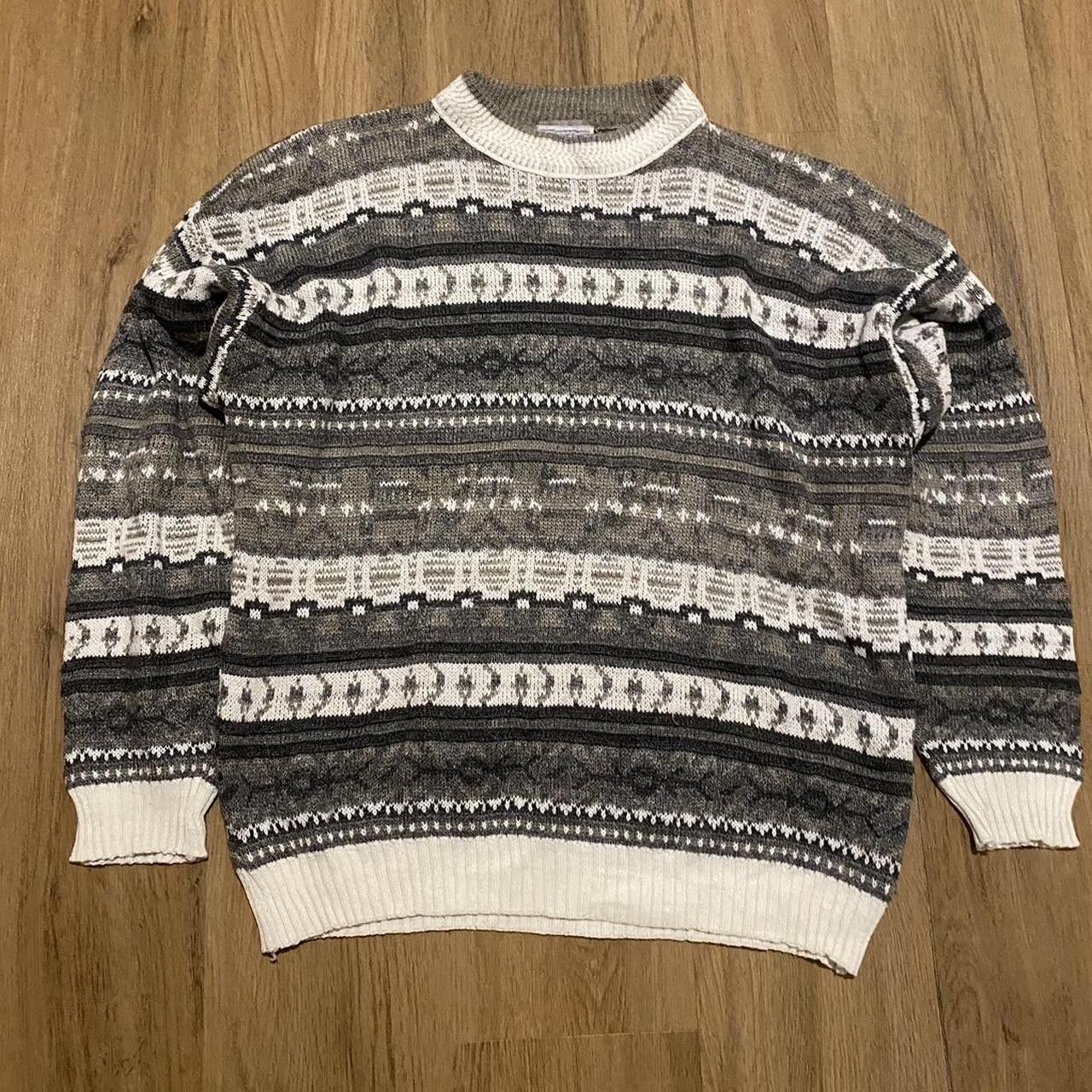 Other Green and white vintage 90s knit sweater knitwear Size US S / EU 44-46 / 1 - 1 Thumbnail