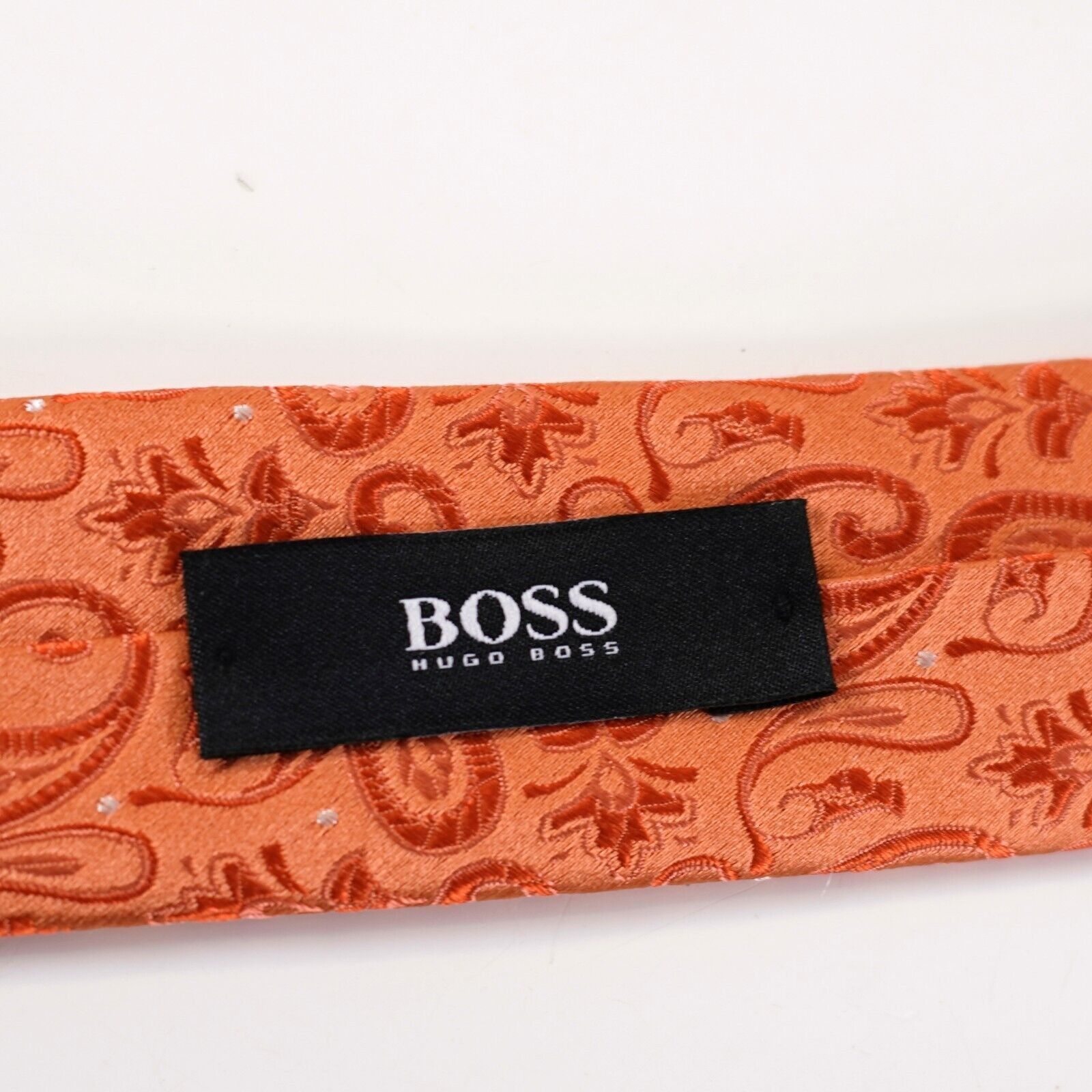 Hugo Boss Boss Hugo Boss Woven Orange Paisley Skinny Silk Tie Size ONE SIZE - 3 Thumbnail