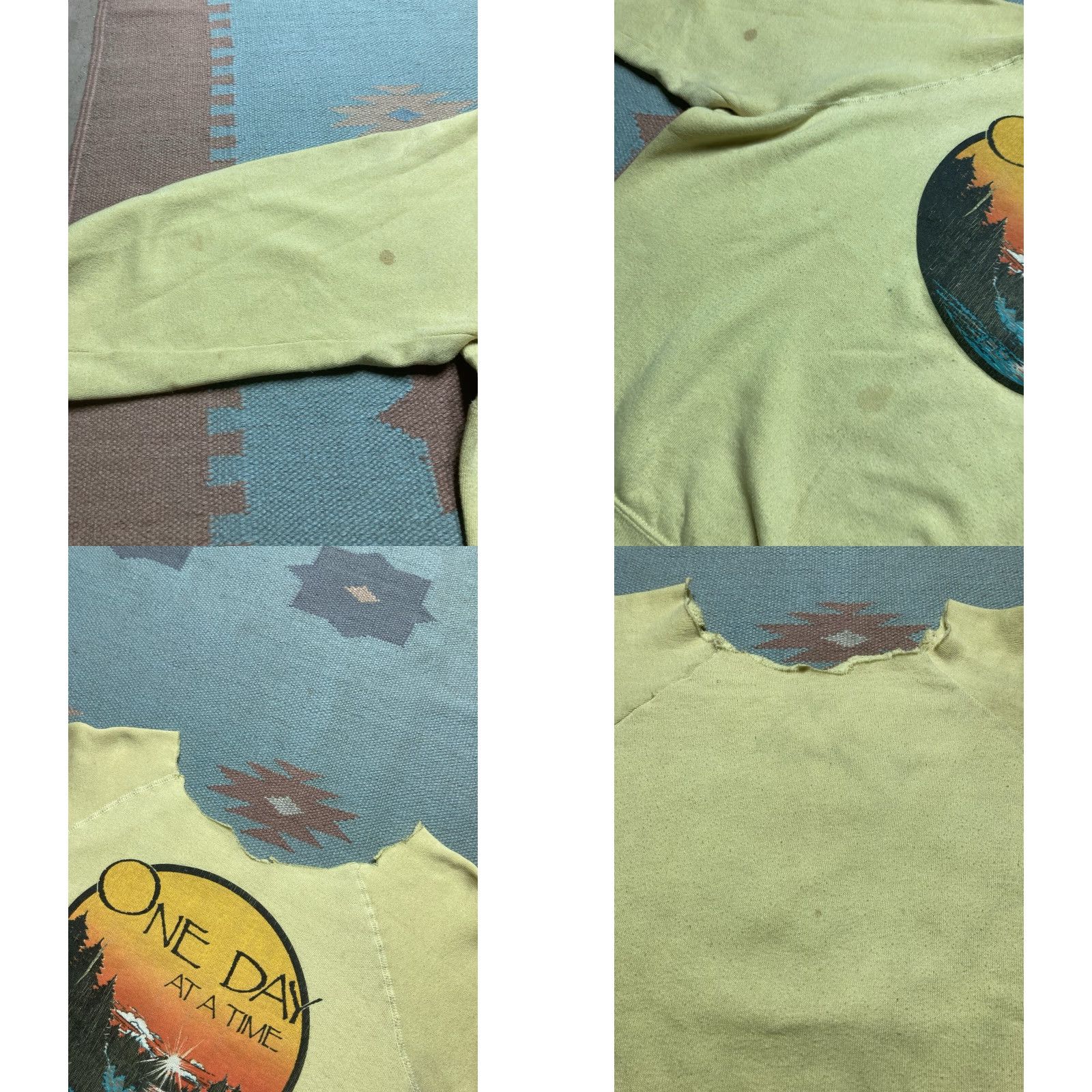Vintage VINTAGE 80s pullover sweatshirt one day at a time sunset lake chopped neck XL Men Sweatshirt Yellow"} Size US XL / EU 56 / 4 - 8 Thumbnail