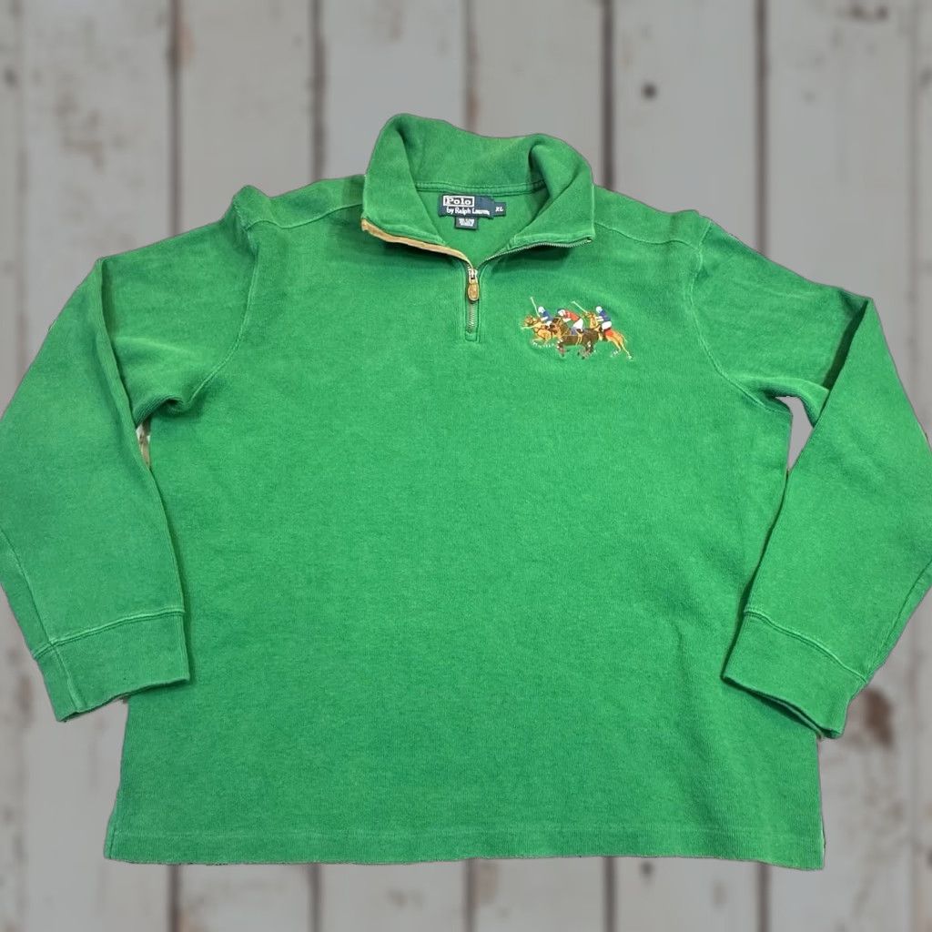 Polo Ralph Lauren Polo Ralph Lauren Big Pony Stampede Green 1/4 Zip 100% Cotton Long Sleeve XL Shirt Mens Vintage Classic 90s College Preppy Size US XL / EU 56 / 4 - 1 Thumbnail