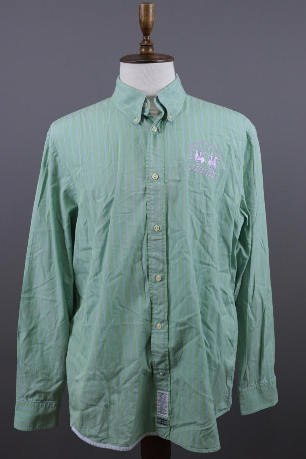 La Martina La Martina Buenos Aires Green Pinstripe Shirt Size 3XL Size US XXL / EU 58 / 5 - 1 Thumbnail