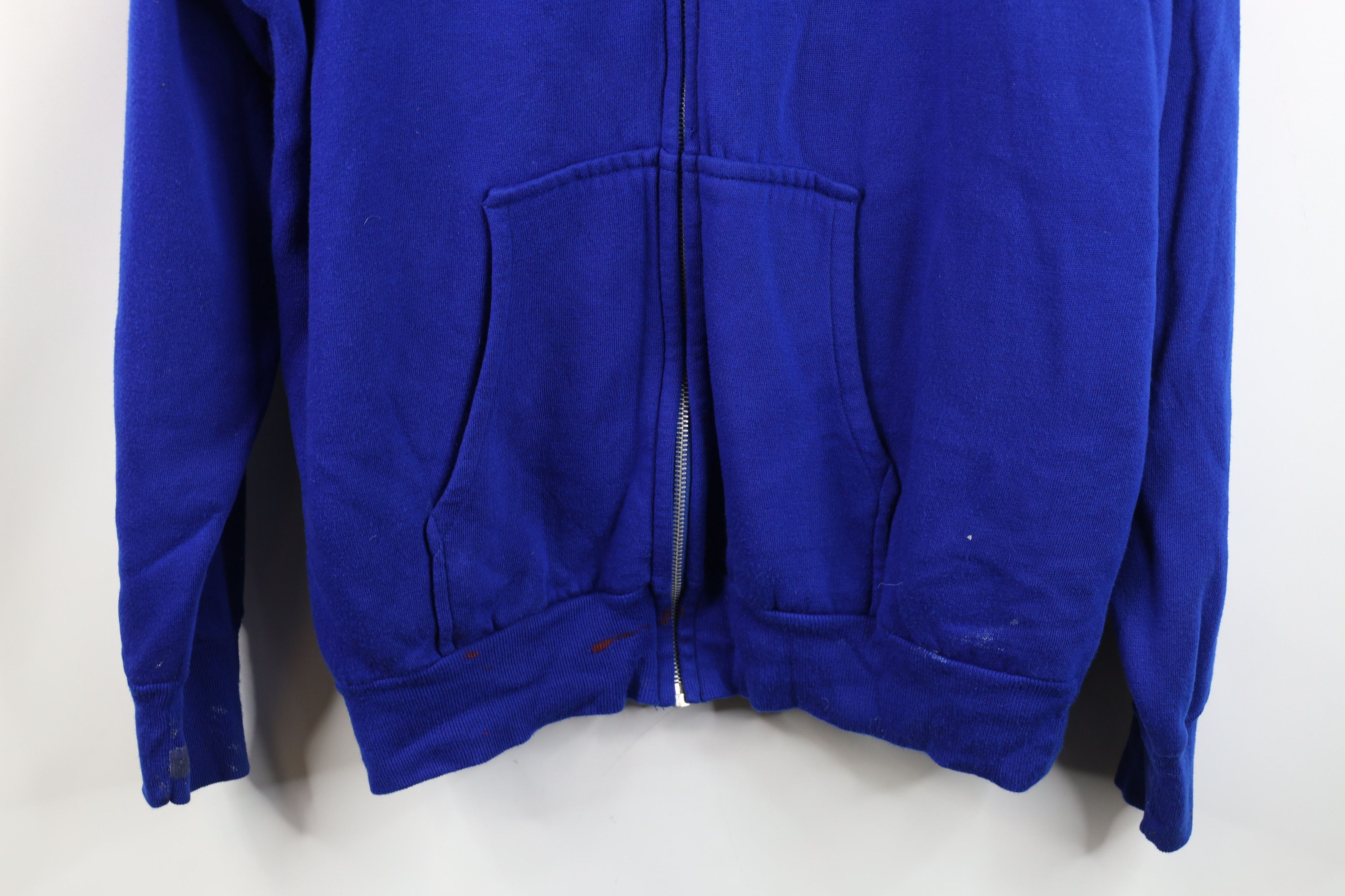 Vintage Vintage 70s Streetwear Blank Full Zip Hoodie Sweatshirt Blue Size US XL / EU 56 / 4 - 3 Thumbnail