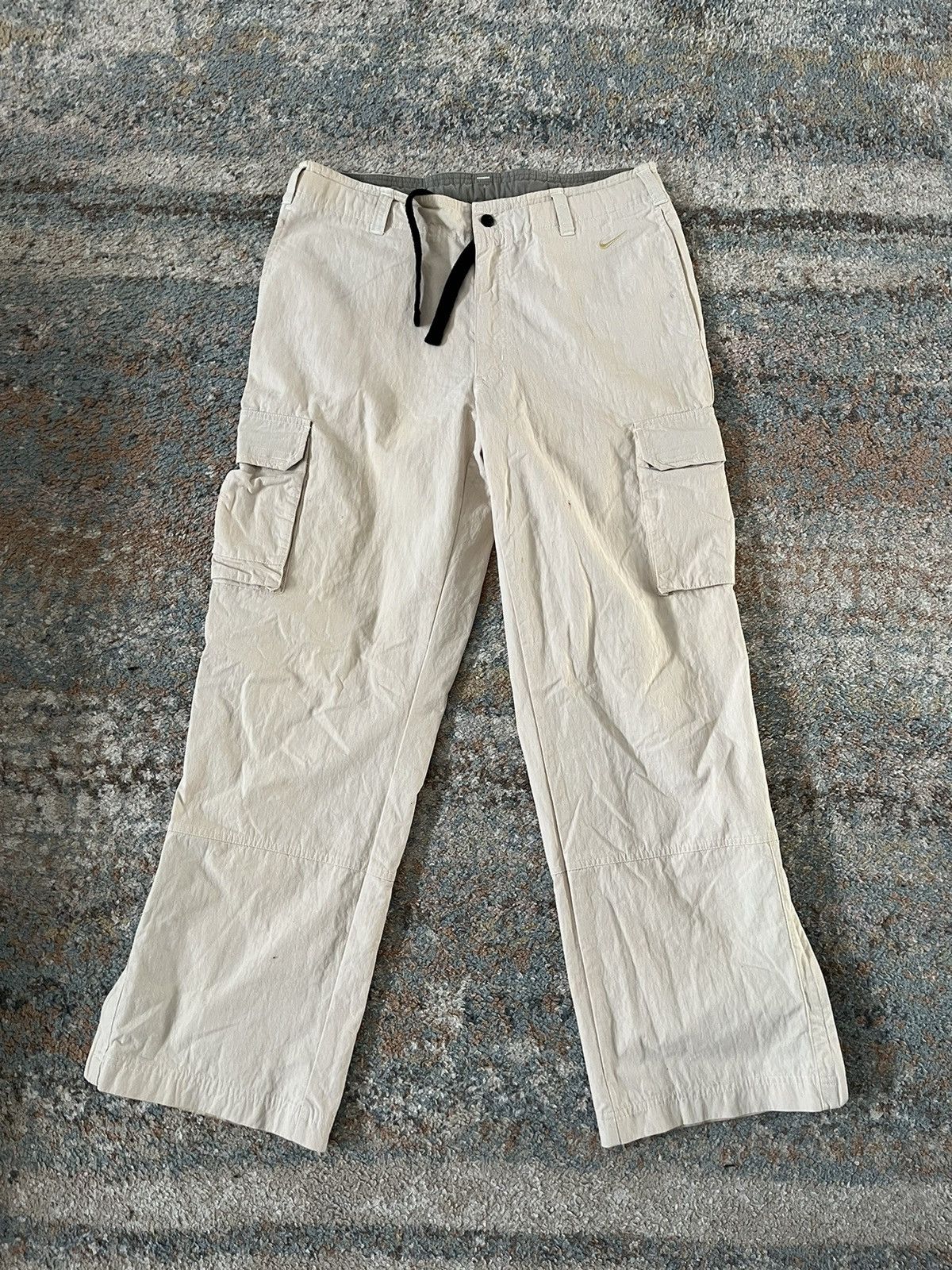 Vintage VTG Y2K Nike Flare Cargo Pants Tan 34x30 Size US 34 / EU 50 - 1 Thumbnail