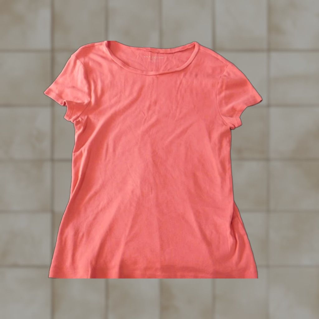 Ann Taylor Ann Taylor Womens Blouse XL Pink Crew Neck Pullover Short Sleeve Casual Regular 100% Cotton Ruffle Down Fabric Colorful Basic Top Shirt Size XL / US 12-14 / IT 48-50 - 1 Thumbnail